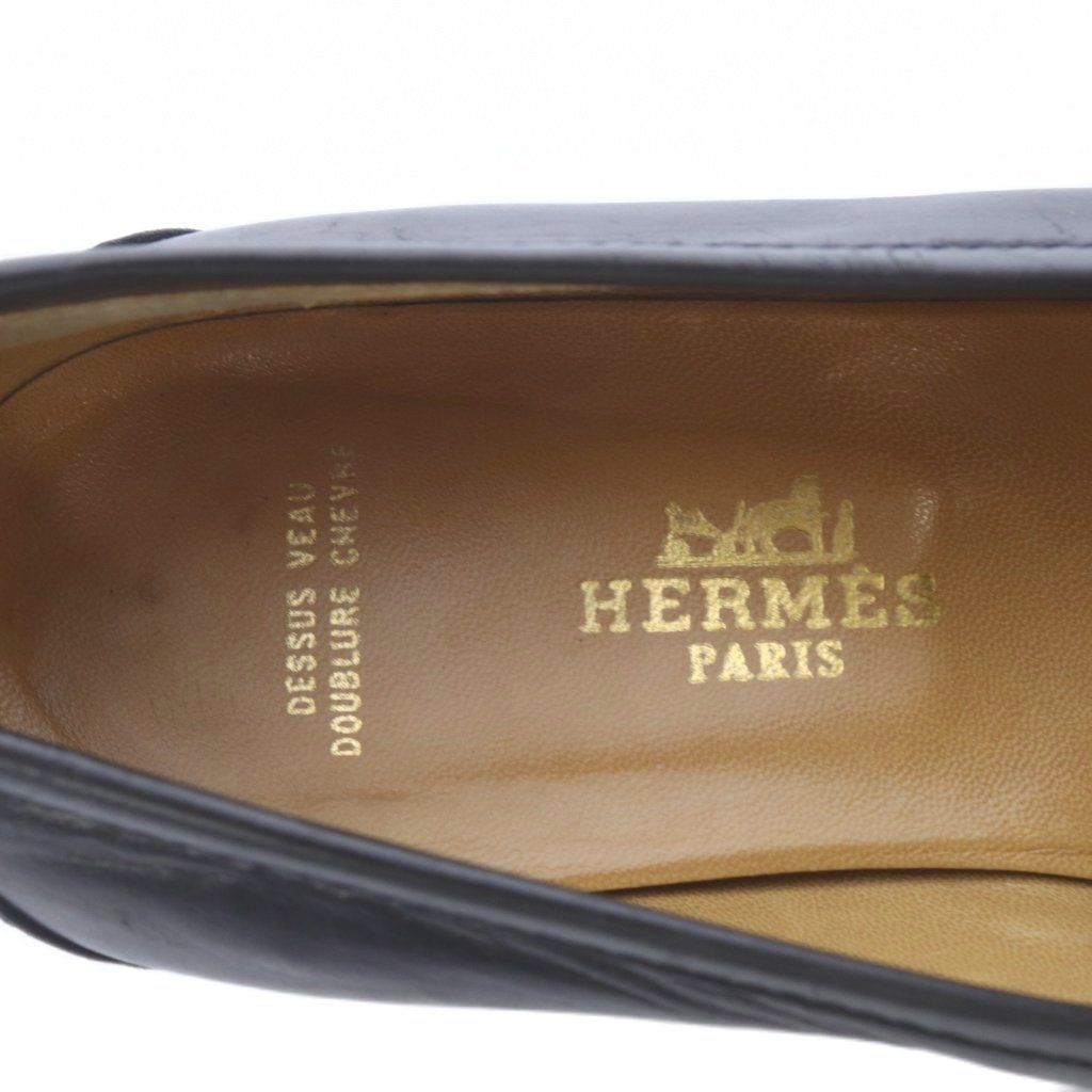 エルメス コンスタンス Hロゴ ゴールド ローファー23.5cm 黒 レザー エルメス コンスタンス Hロゴ ゴールド ローファー23.5cm 黒 レザー