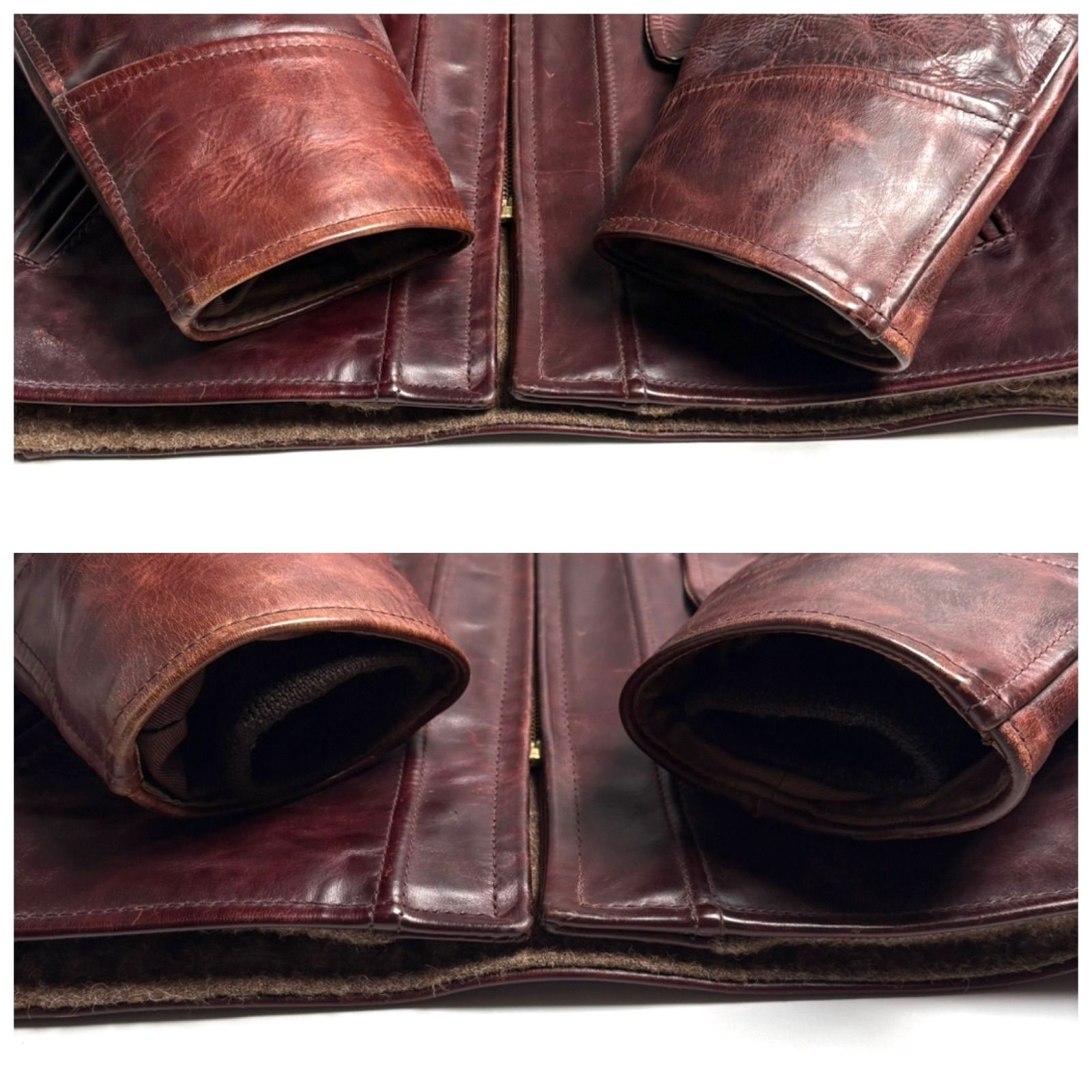 スコットランド製】AERO LEATHER レザージャケット バーガンディ 42 馬