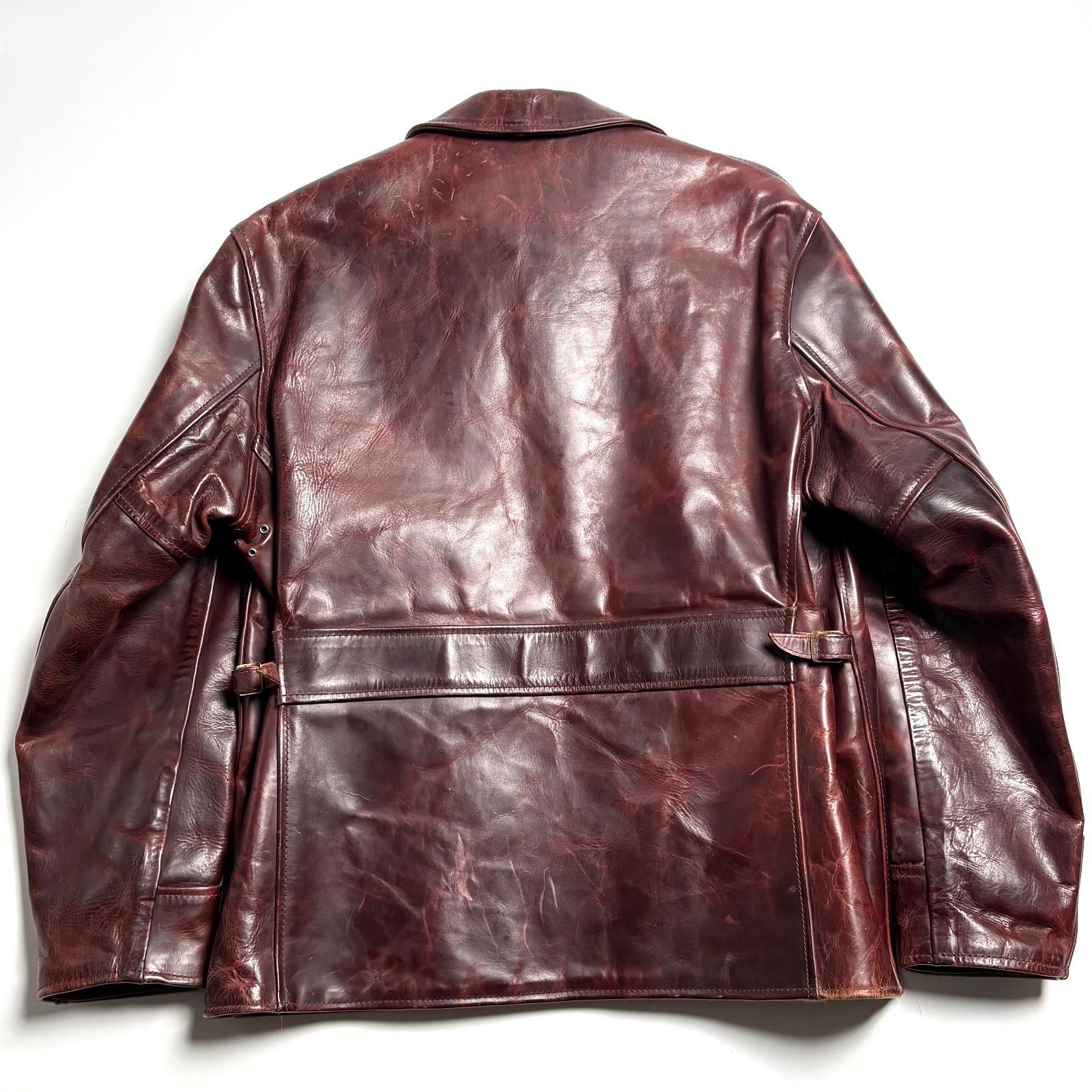 スコットランド製】AERO LEATHER レザージャケット バーガンディ 42 馬