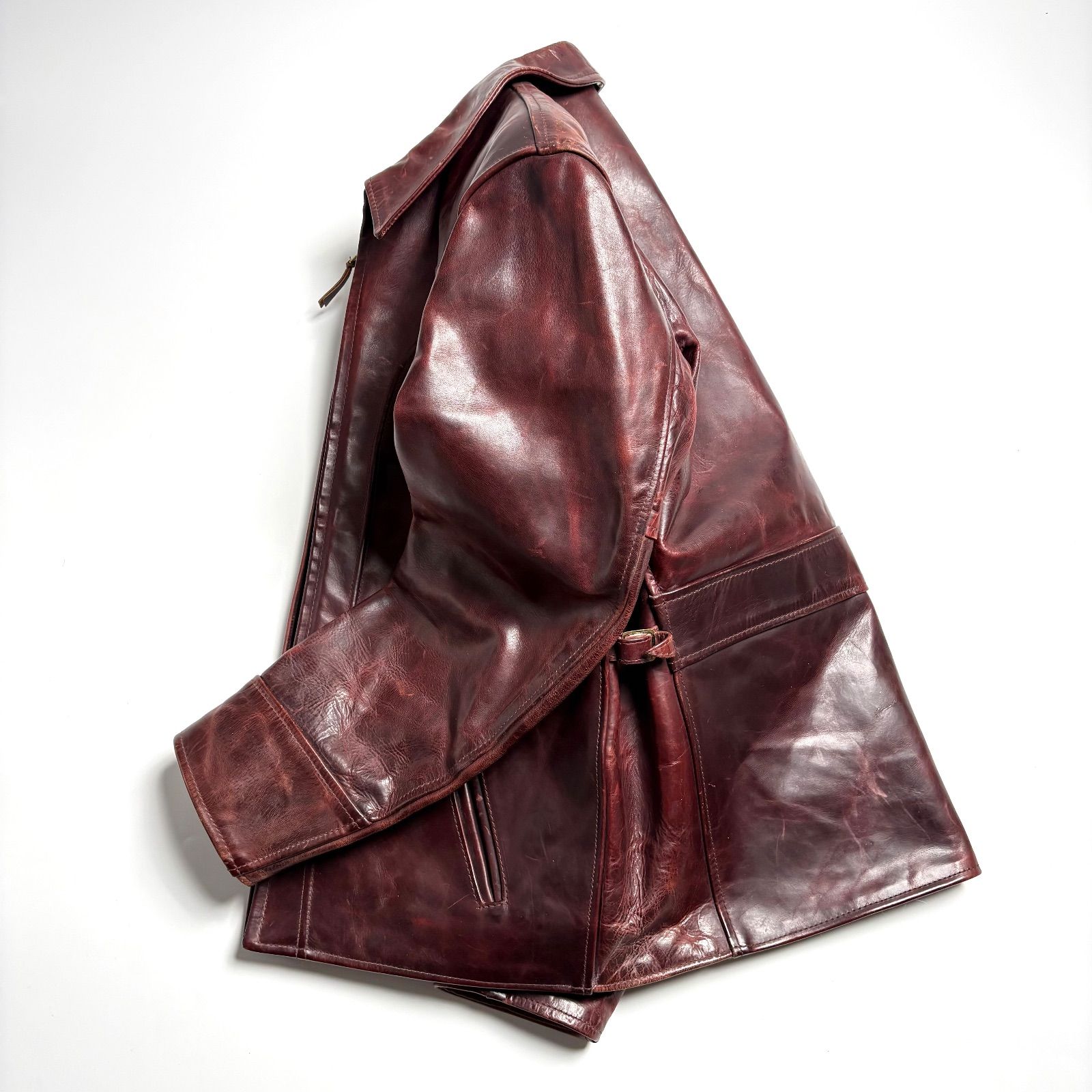 スコットランド製】AERO LEATHER レザージャケット バーガンディ 42 馬 