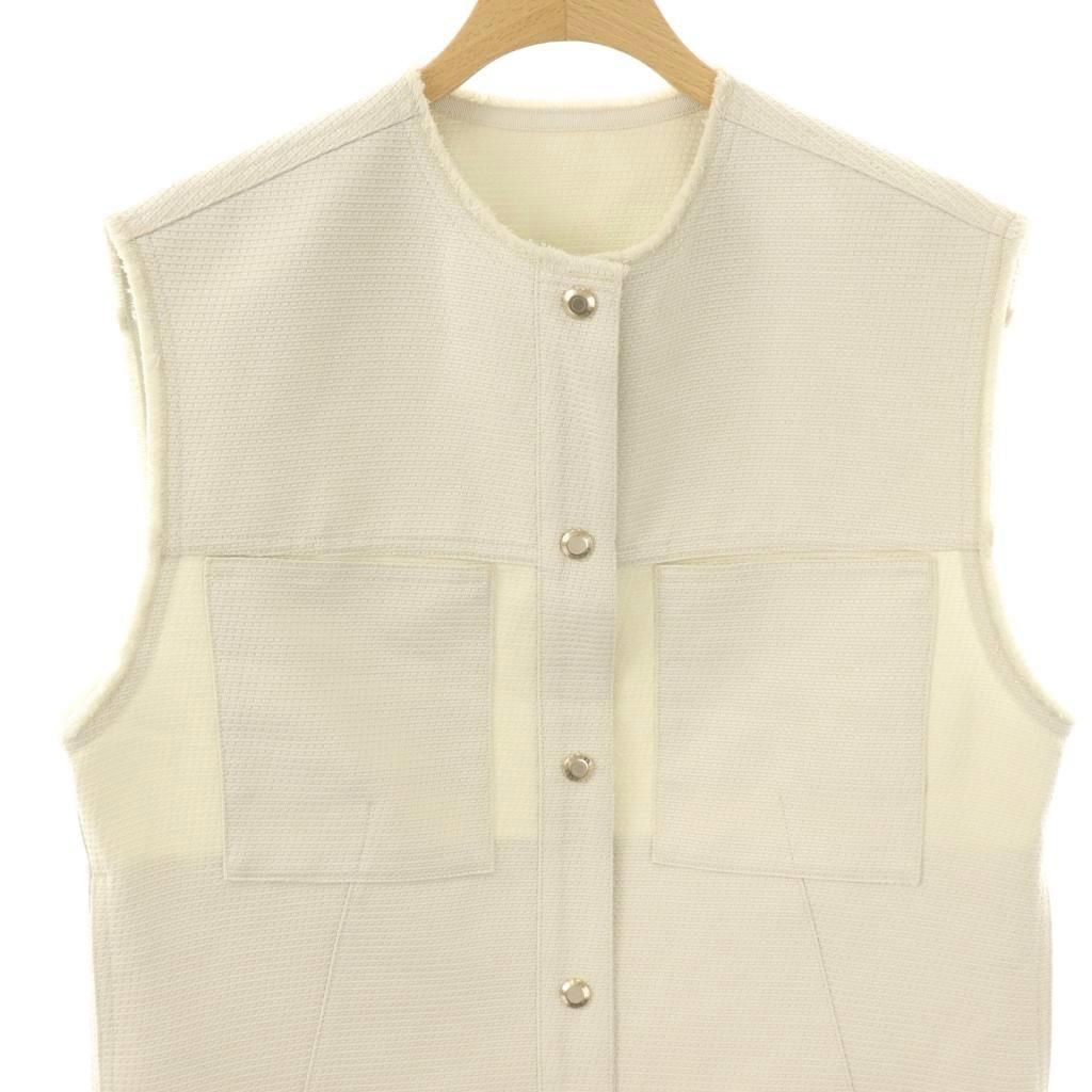 ドゥロワー Drawer シルクコットン ベスト ジレ カットオフ ホワイト