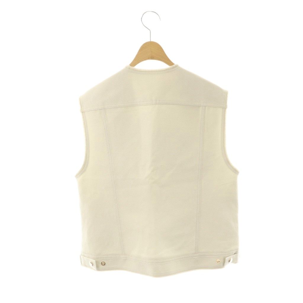 ドゥロワー Drawer シルクコットン ベスト ジレ カットオフ ホワイト