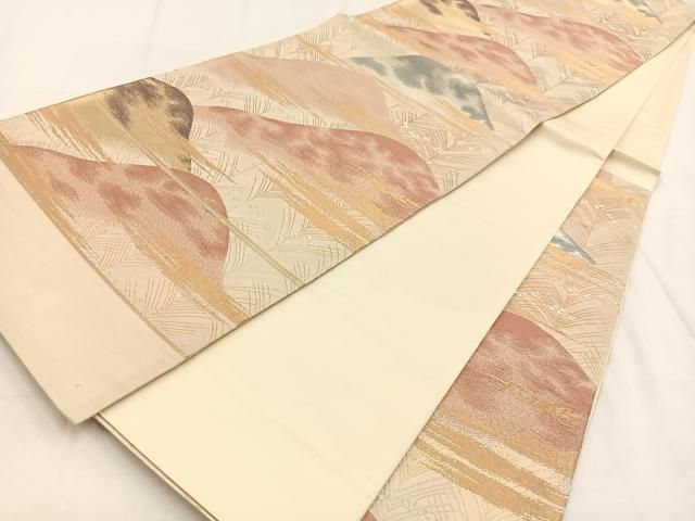 平和屋着物◎西陣 六通柄袋帯 重ね山文 金銀糸 証紙付き 正絹 逸品