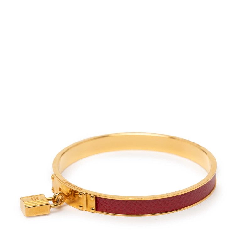 [鑑定済] HERMES エルメス ケリーバングル カデナ パドロックモチーフ エルメス ケリーバングル カデナ モチーフ ゴールド レッド メッキ