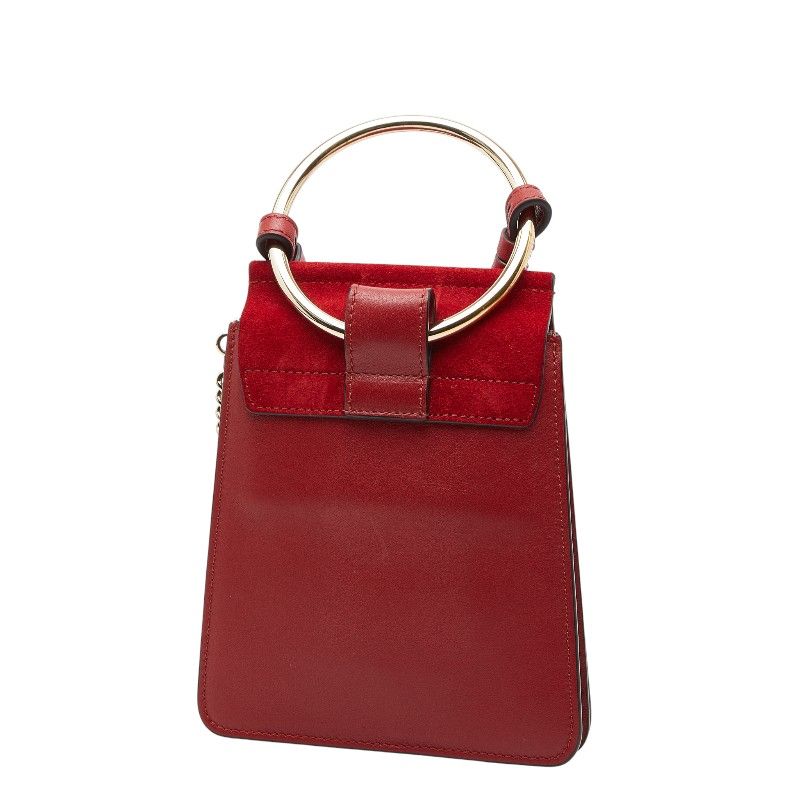 クロエ フェイ 斜め掛け ショルダーバッグ レッド レザー スウェード