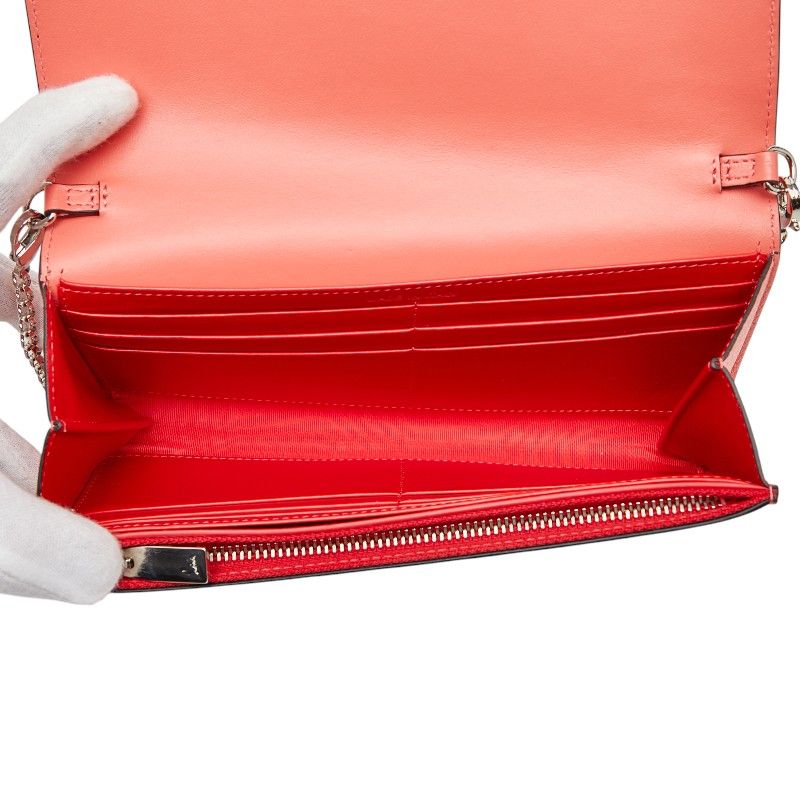 クリスチャンルブタン - チェーンウォレット 長財布 ピンク レザー