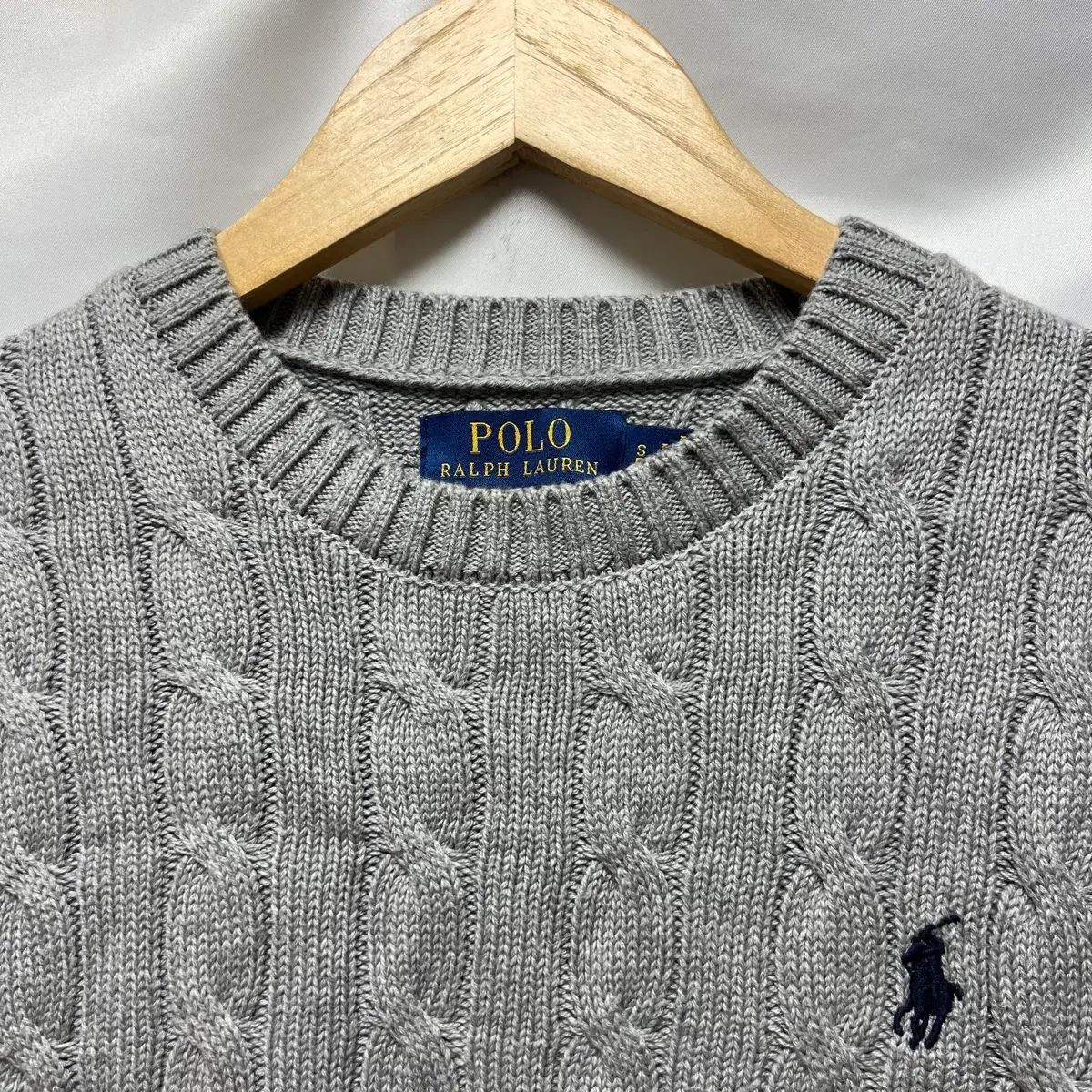 正規品/S ポロ ラルフローレン グレー ケーブル編み ケーブル編み