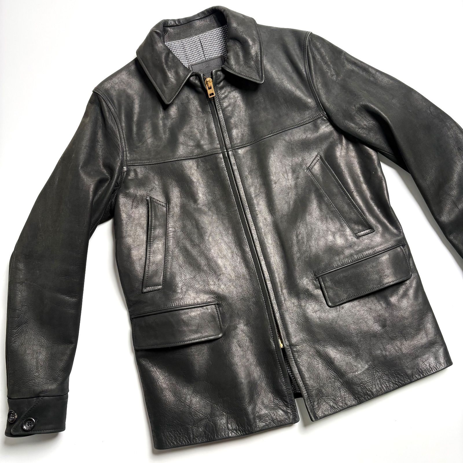 牛革】STUSSY x PRANKSTER ASSOCIATES レザージャケット 黒 XL カー