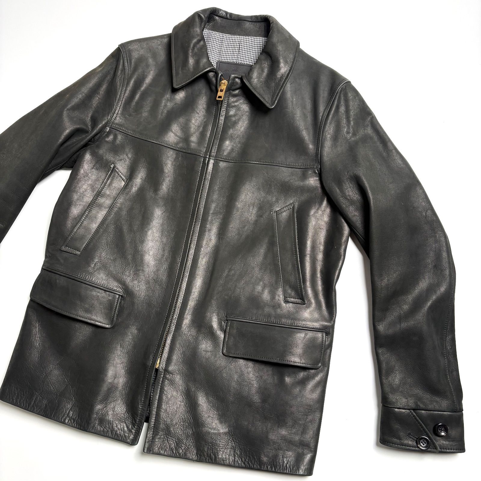 牛革】STUSSY x PRANKSTER ASSOCIATES レザージャケット 黒 XL カー