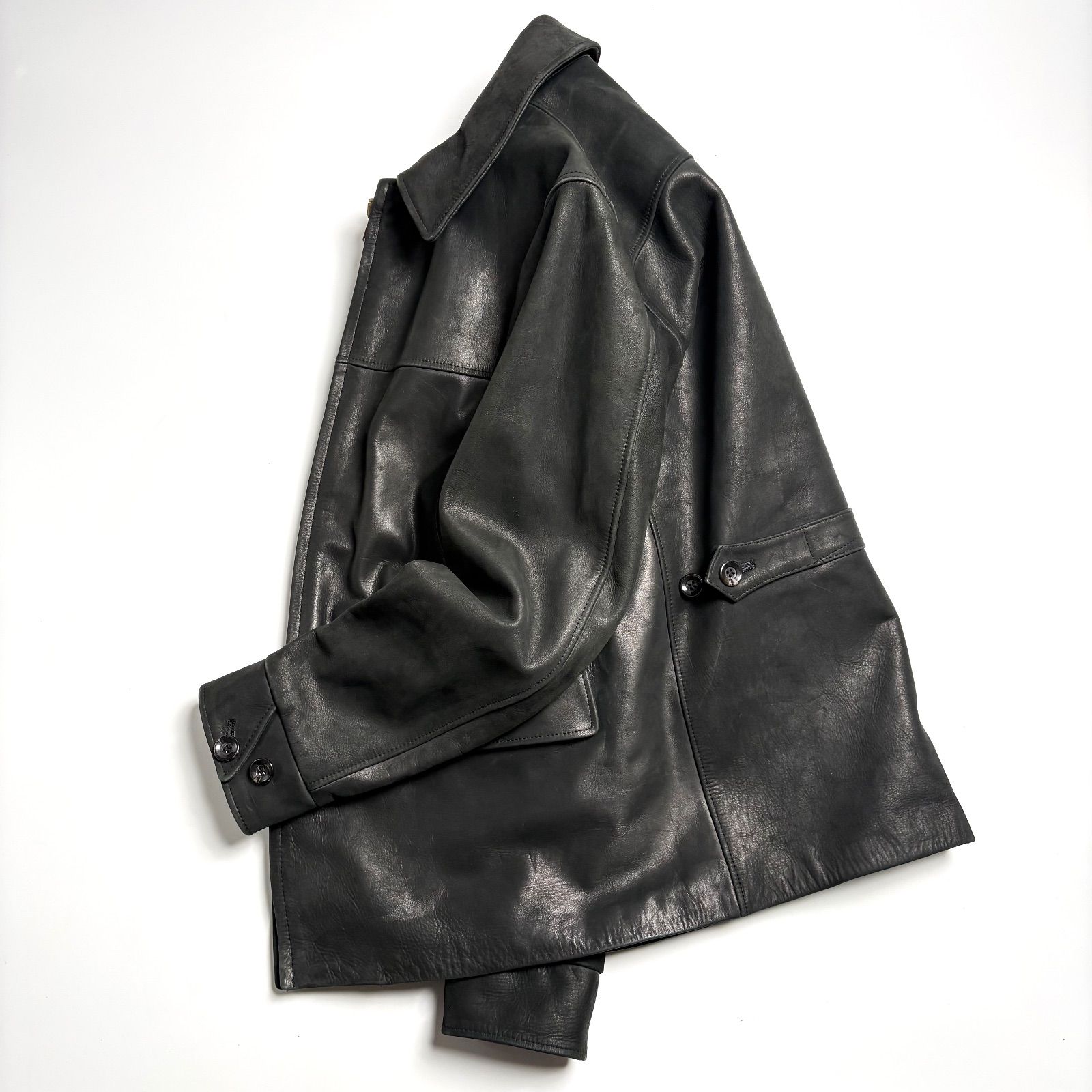 牛革】STUSSY x PRANKSTER ASSOCIATES レザージャケット 黒 XL カー