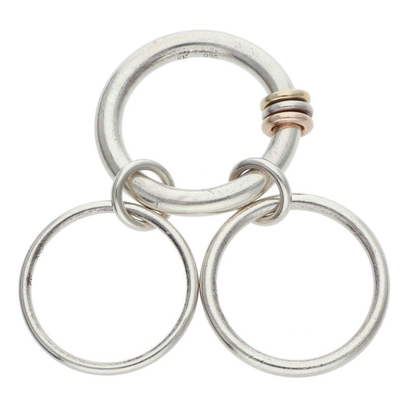 スピネリキルコリン 3連シルバーゴールドコンビリング メンズ 18号 ※12