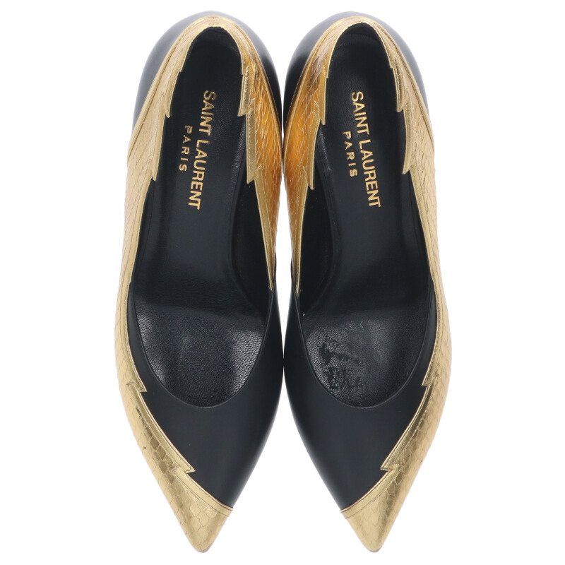 サンローランパリ 351903 ポインテッドトゥパイソンレザーパンプス