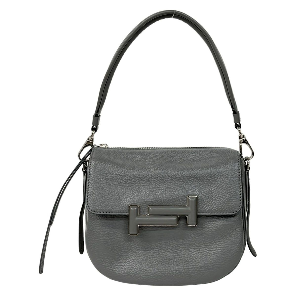 TOD'S(トッズ) ハンドバッグ ダブルT ダークグレー レザー - メルカリ