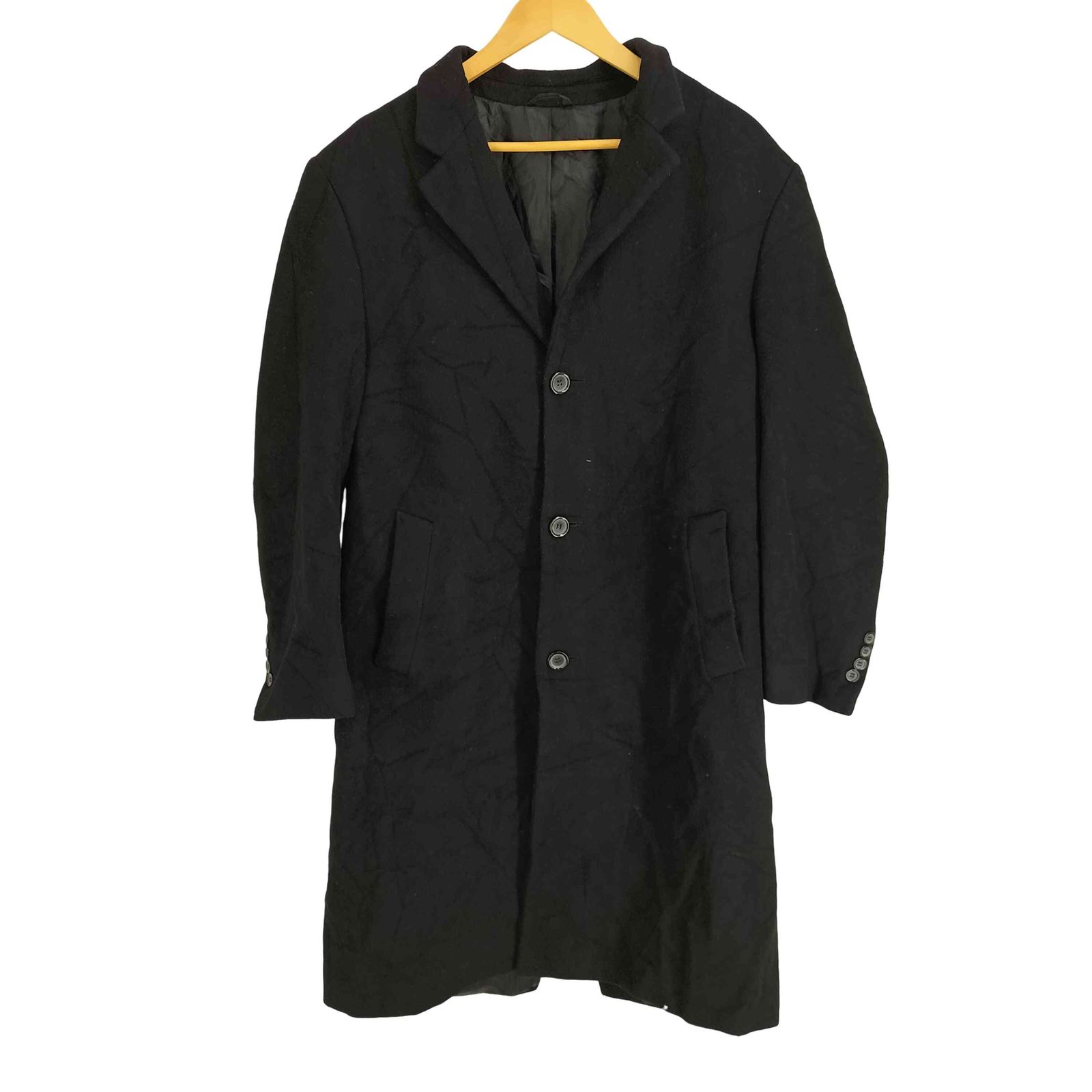 ヴィンテージ ユーズド 古着 カシミヤ チェスター コート 黒 ビンテージカシミアチェスターコート [resize] - Fresh Service