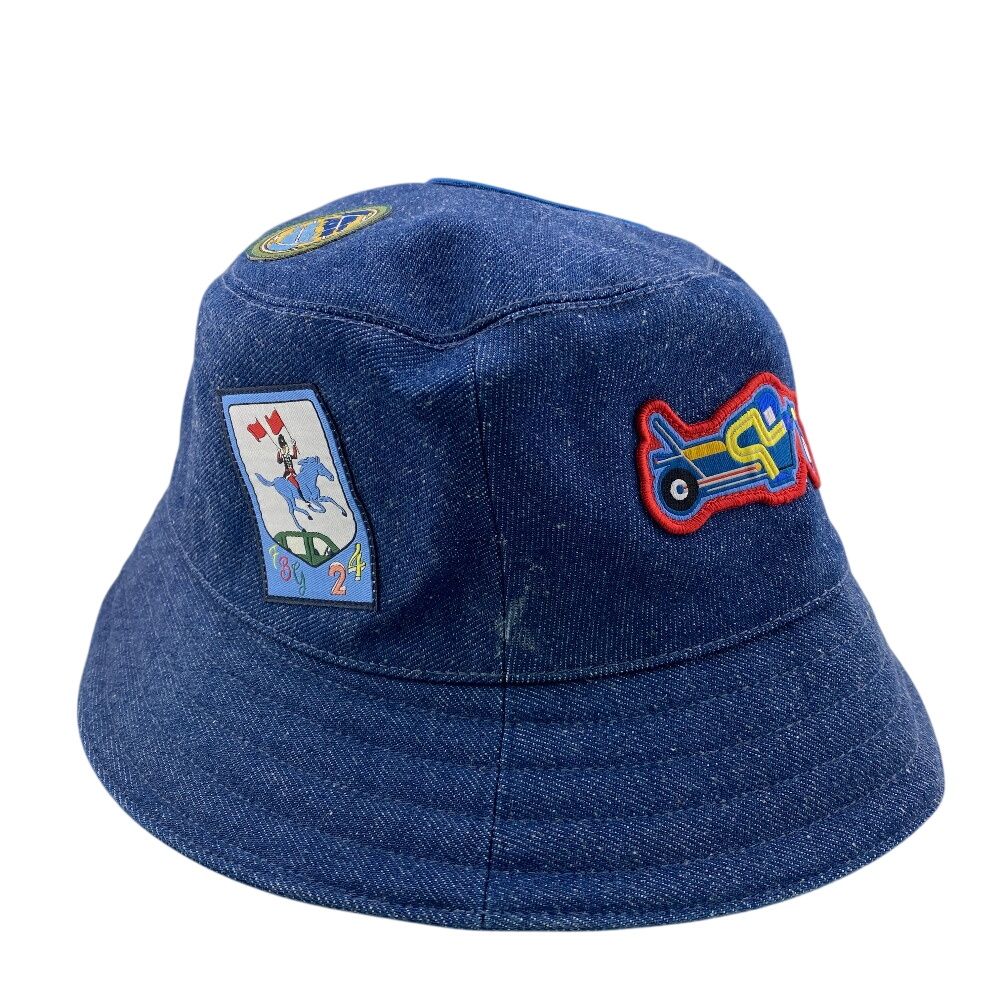 HERMES エルメス バケットハット フレッドパンクH ハット ブルー ユニ
