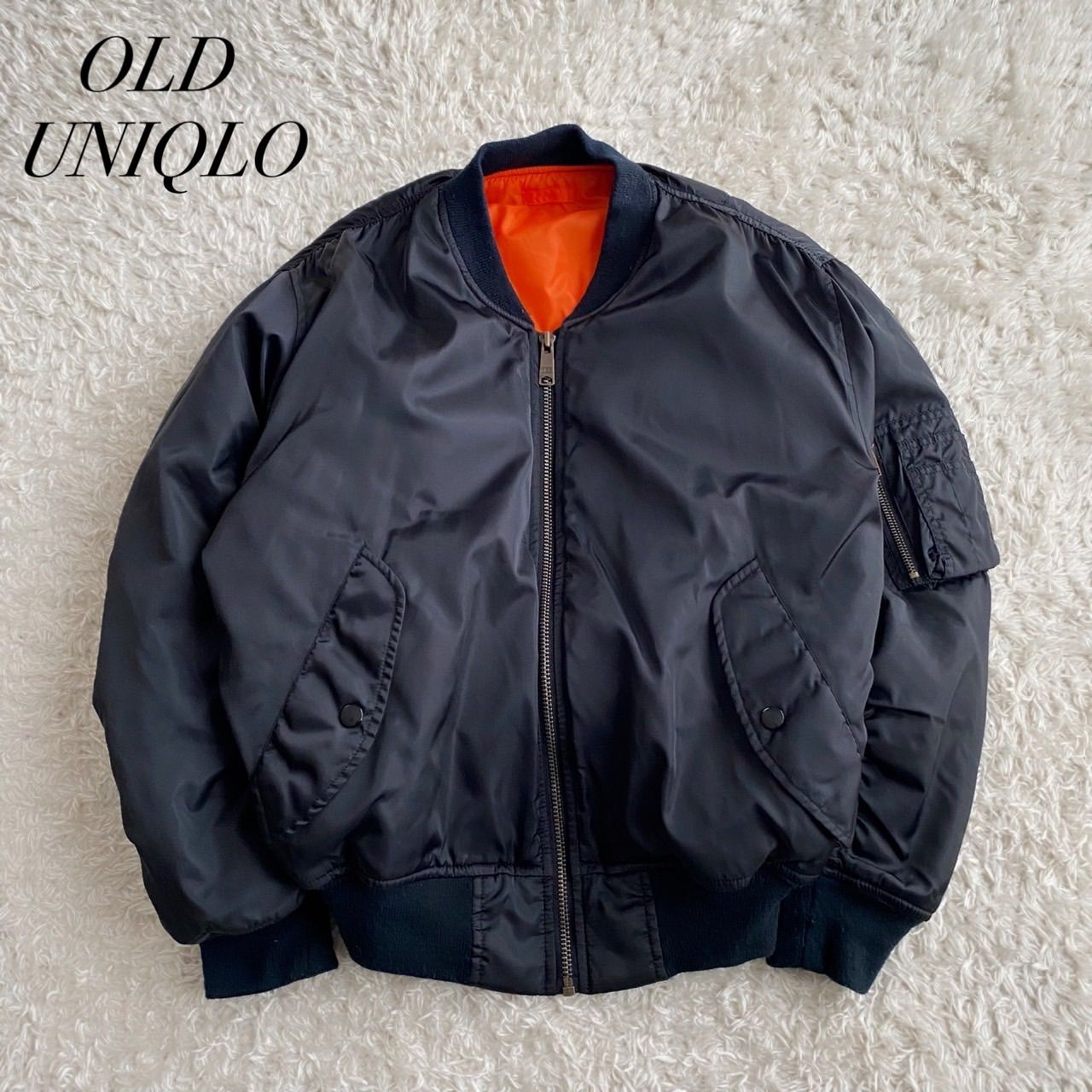 美品！90s old uniqlo ma-1 フライトジャケット 短丈 ブラック YBS