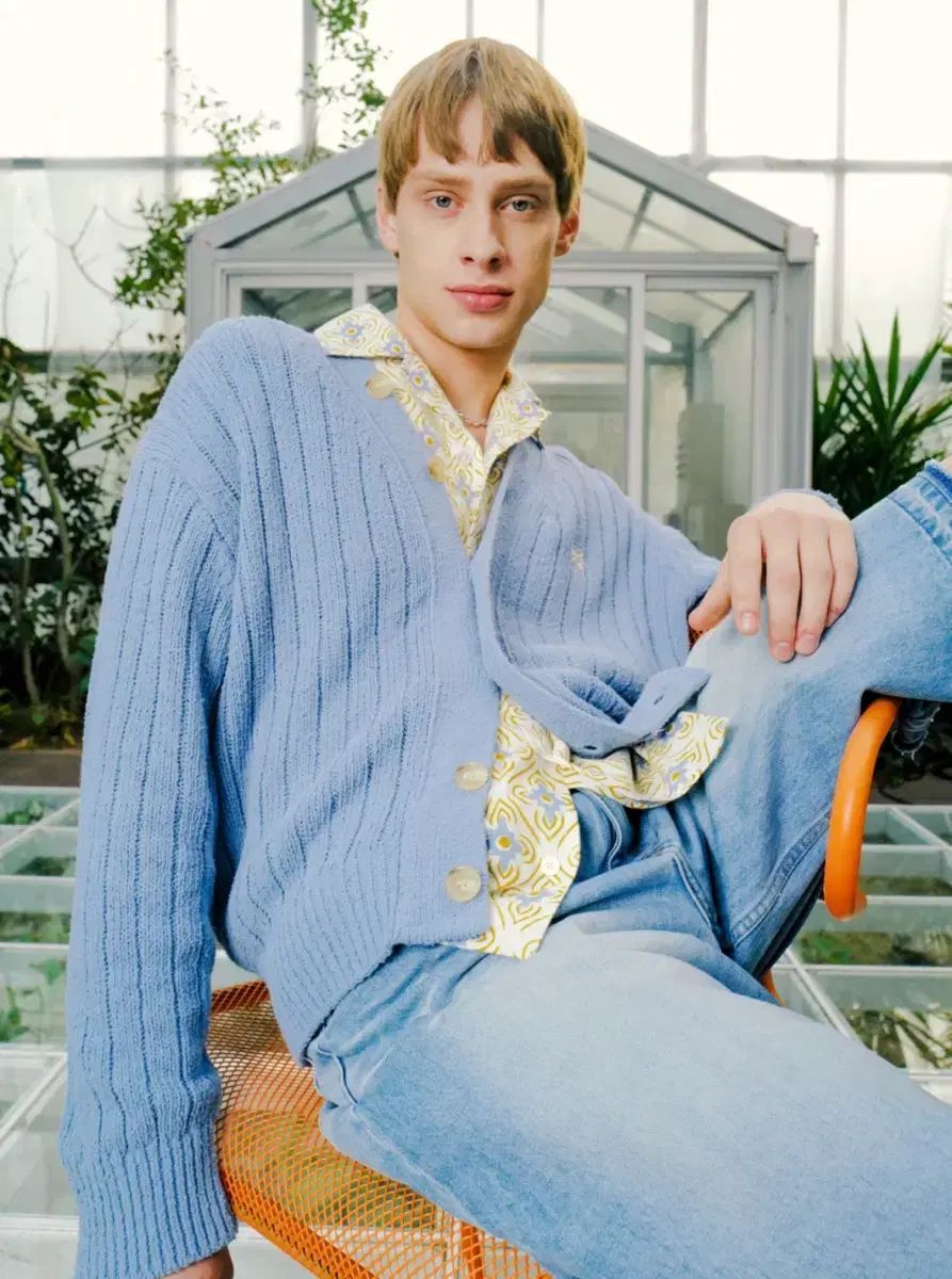 SATUR セター オーバーサイズ ブークレ カーディガン エメラルド