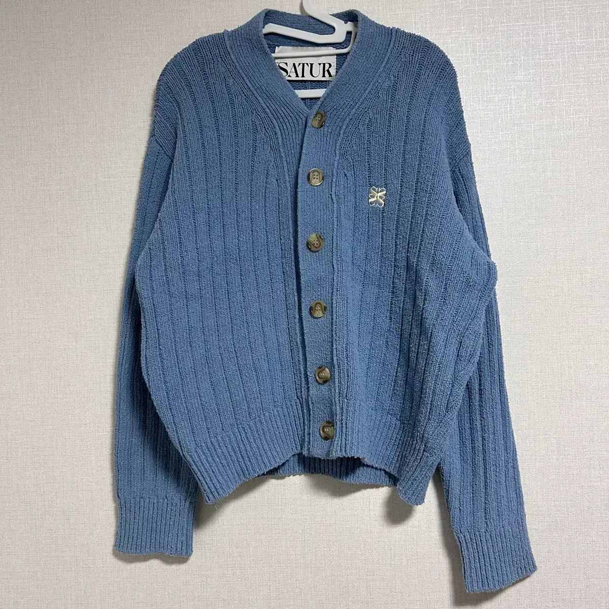 SATUR セター オーバーサイズ ブークレ カーディガン エメラルド