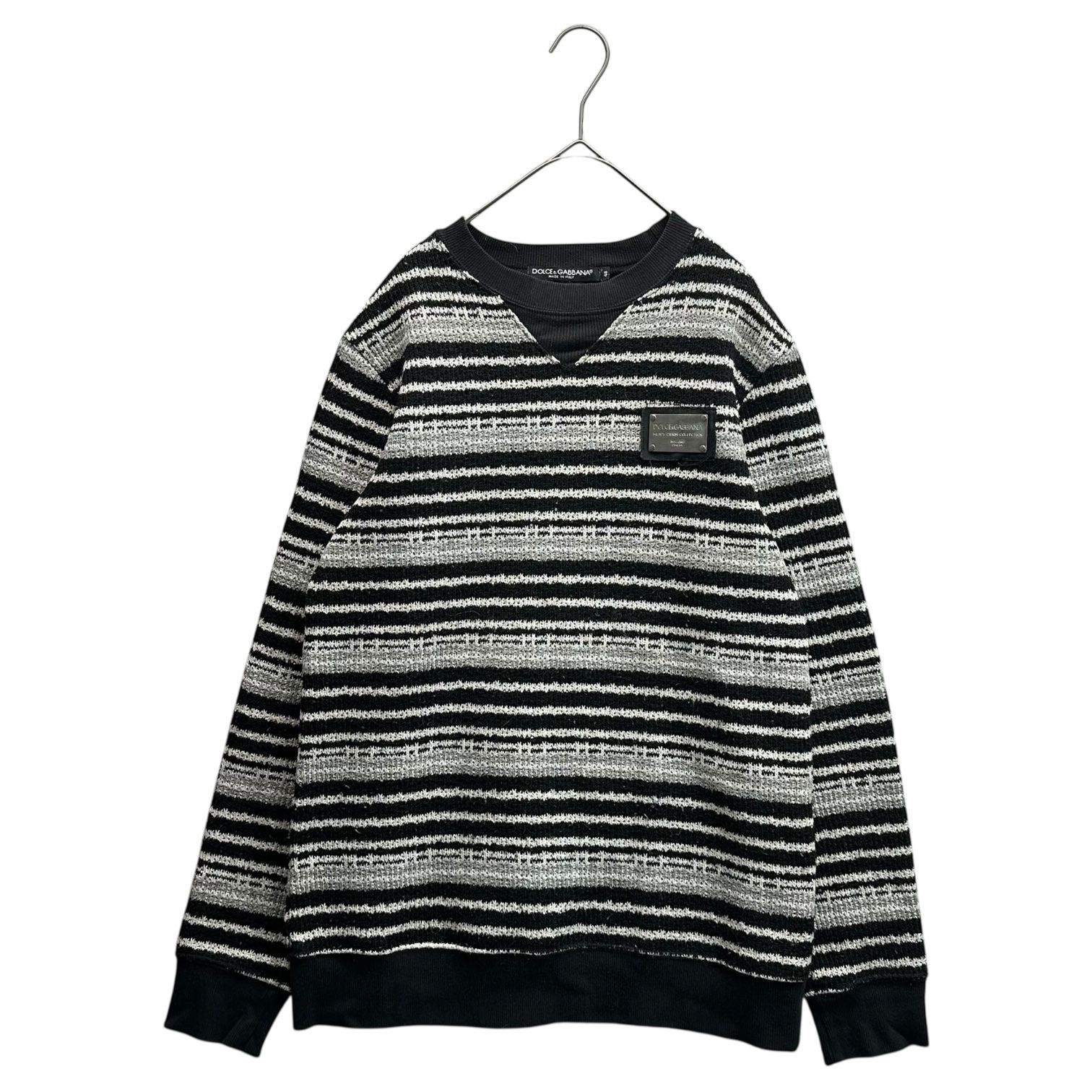 DOLCE&GABBANA(ドルチェ&ガッバーナドルガバ) Logo Plate Border Knit