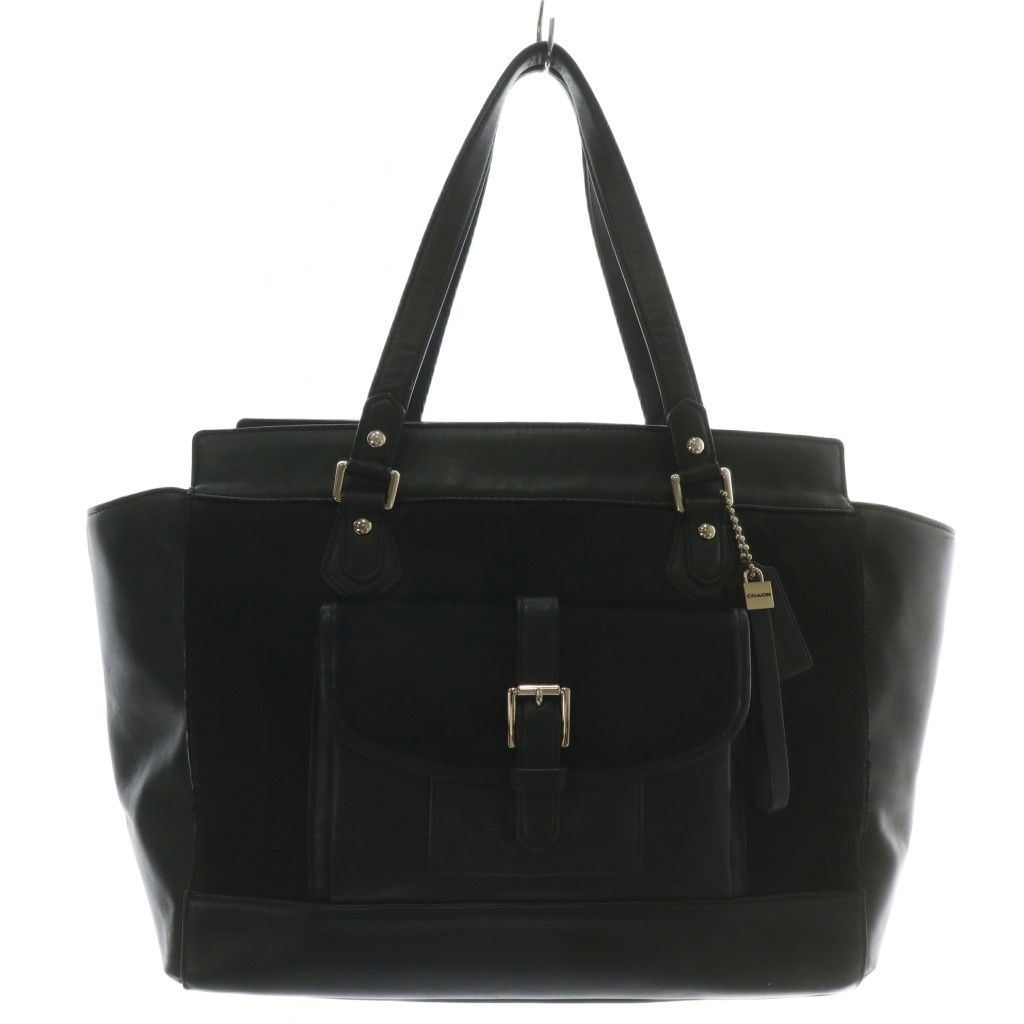 コーチ COACH トートバッグ ハンド レザー ハラコ 黒 ブラック F31764 