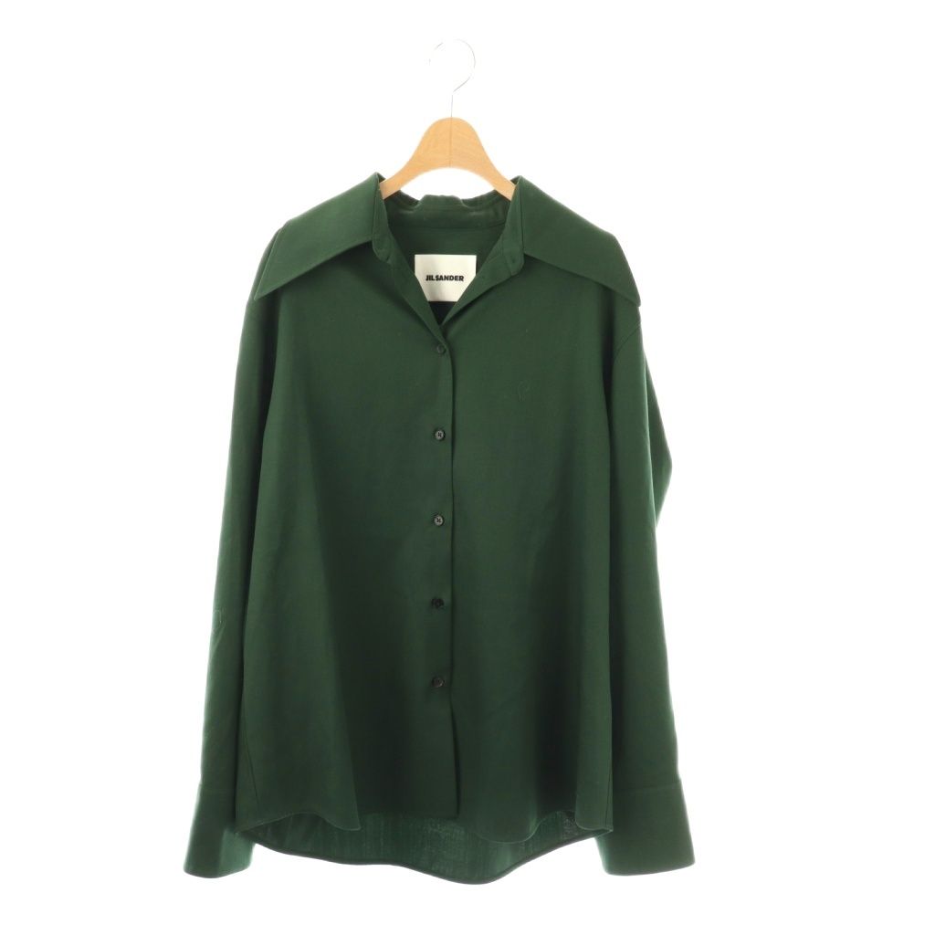 ジルサンダー JIL SANDER ウール シャツジャケット 36 ダークグリーン