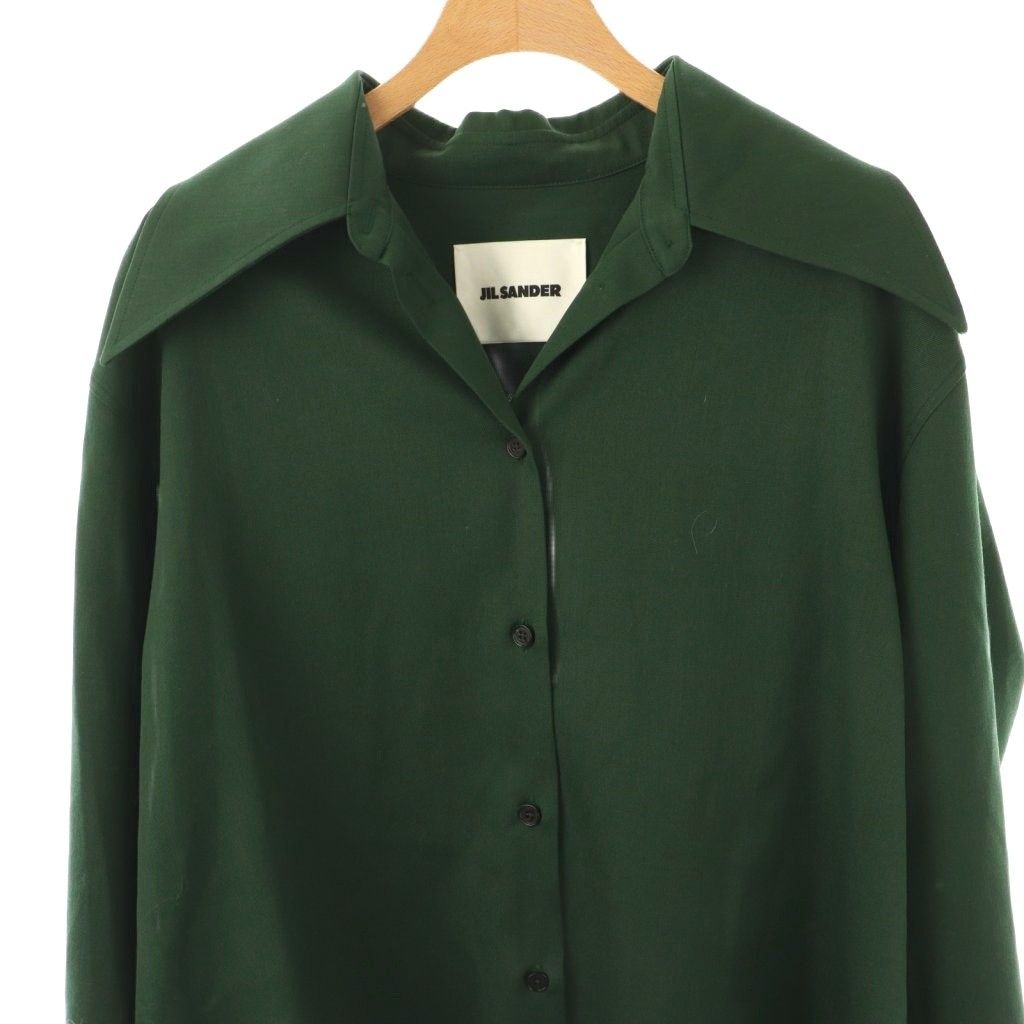 ジルサンダー JIL SANDER ウール シャツジャケット 36 ダークグリーン