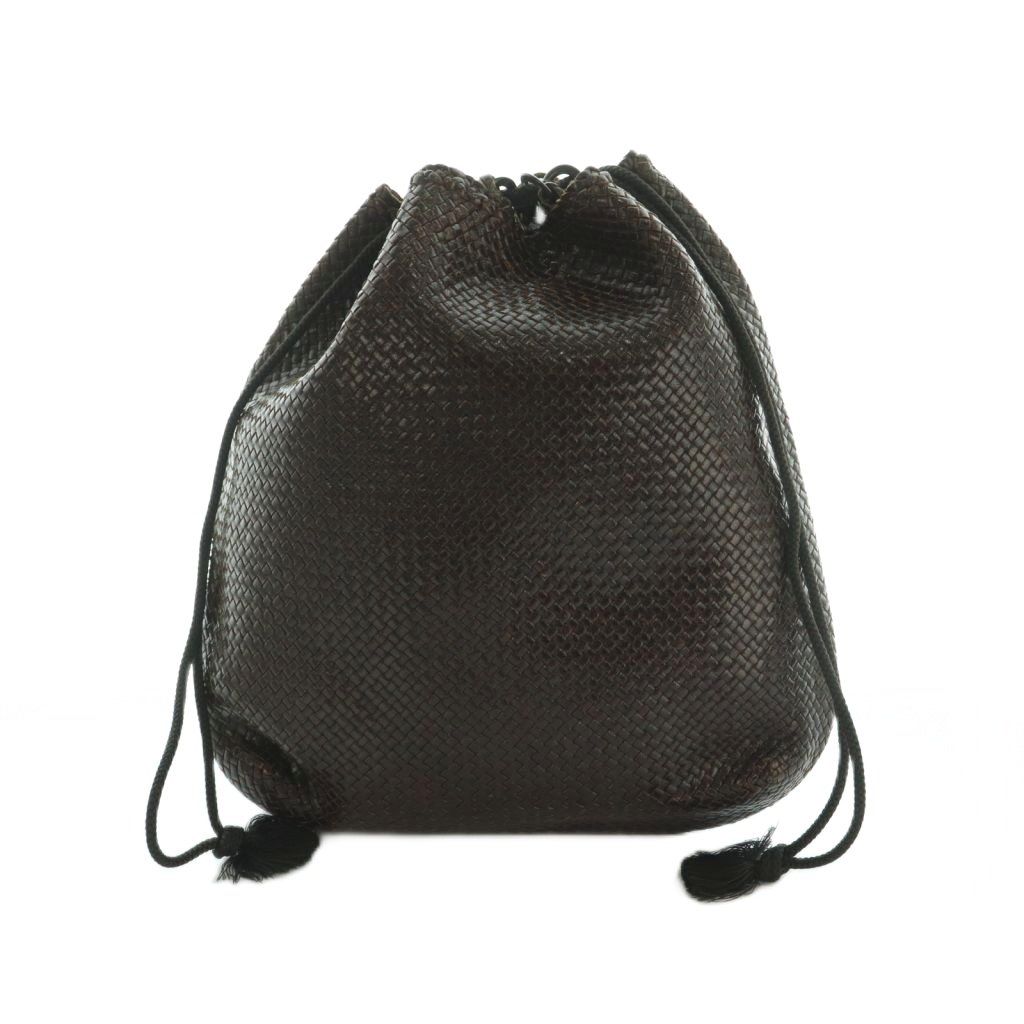 ヨーガンレール JURGEN LEHL 巾着 レザー メッシュ ダークブラウン /MI