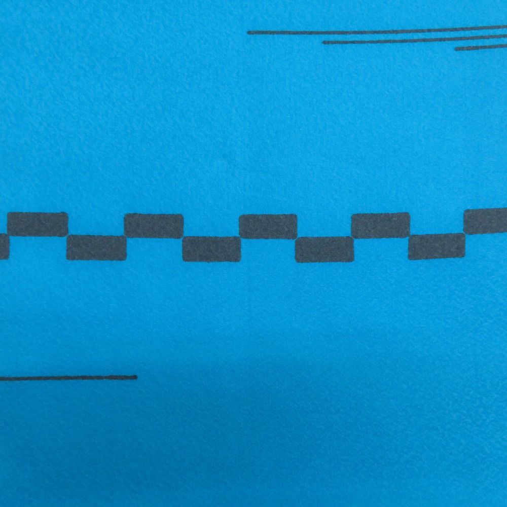 名古屋帯 京袋帯 青色x黒色 お太鼓柄 染め模様 幾何学文様 正絹