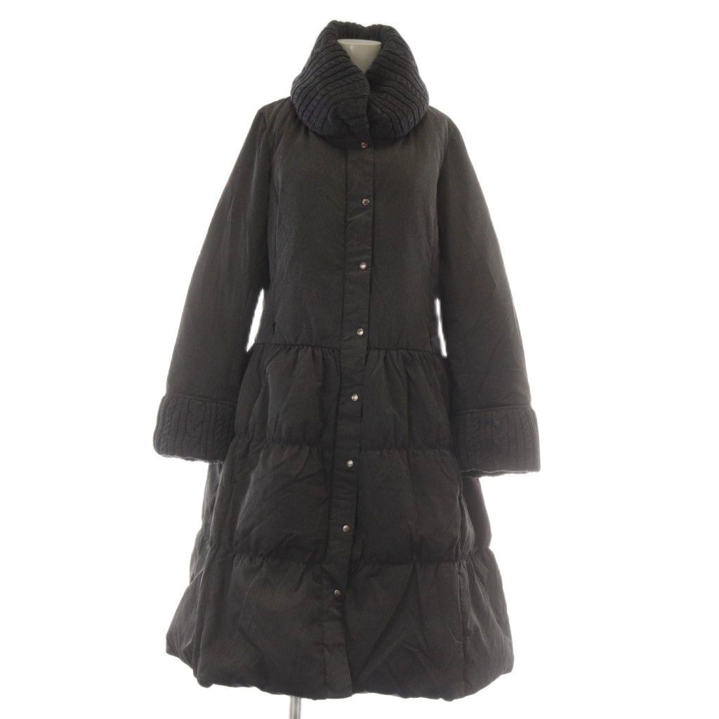 ヒロコビス HIROKO BIS ダウンコート 9 グレー リブニット ハイネック