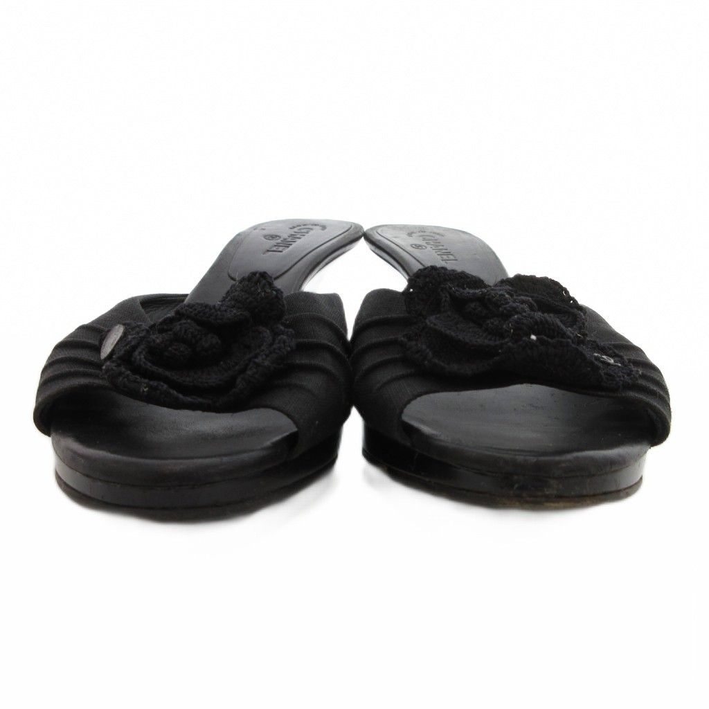 シャネル CHANEL ミュール カメリア ココマーク コンフォートサンダル