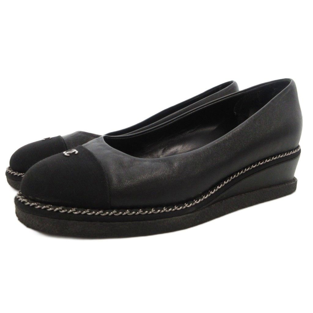 シャネル CHANEL ココマーク プラットフォーム ウエッジソールパンプス