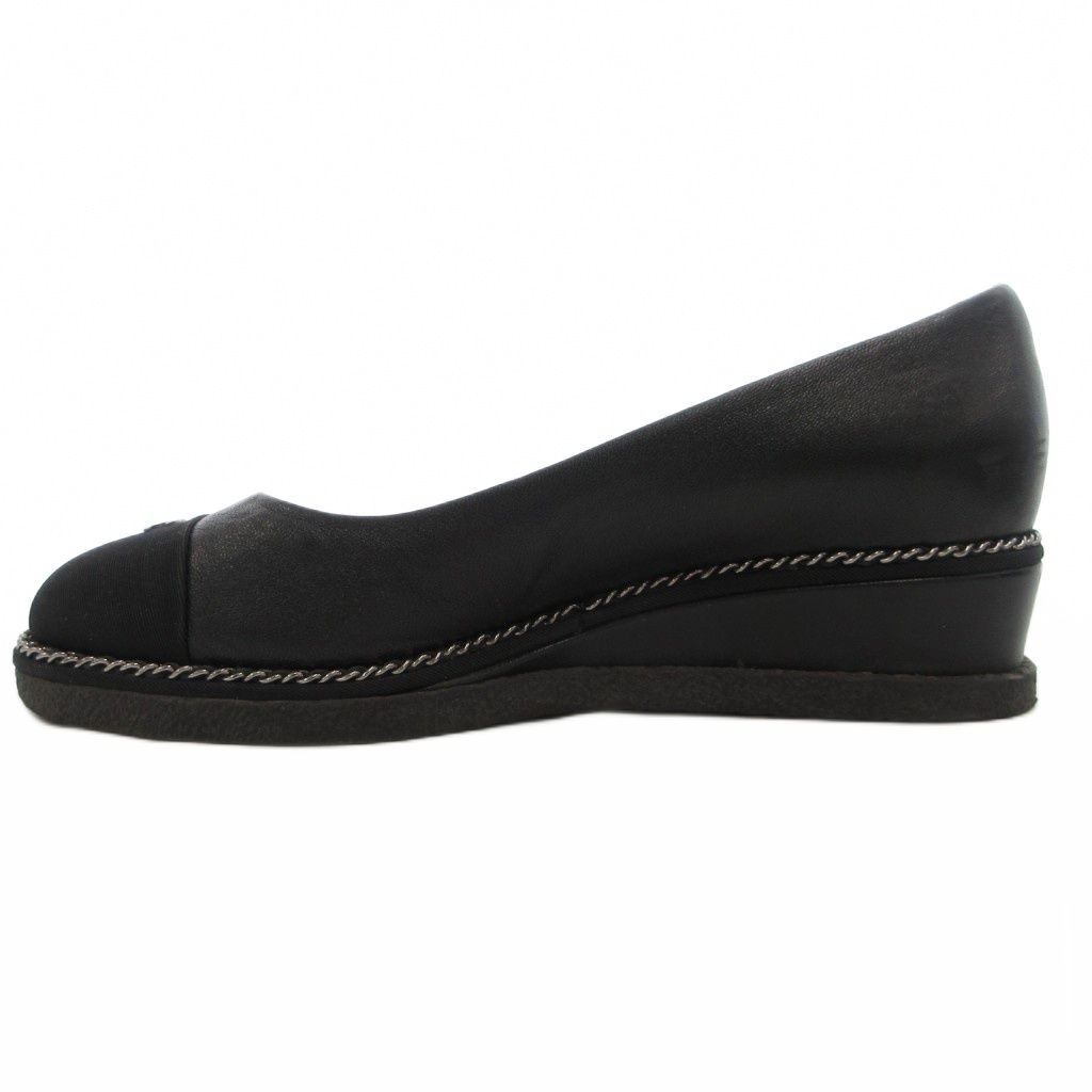 シャネル　チェーン　パンプス シャネル CHANEL ココマーク プラットフォーム ウエッジソールパンプス