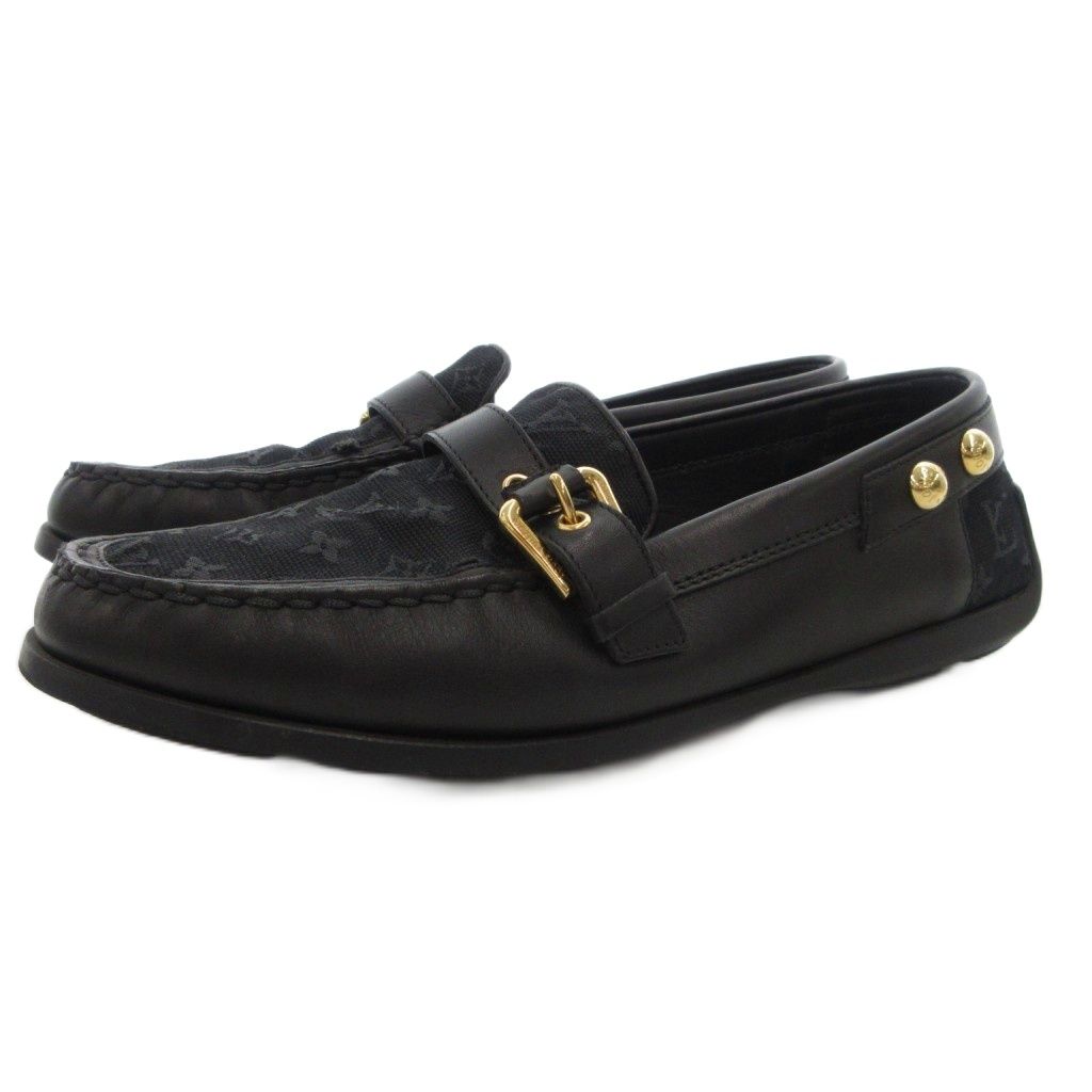 ルイヴィトン エナメル ドライビングシューズ ローファー 黒 24cm LOUIS VUITTON ヴィトン ローファー ドライビングシューズ