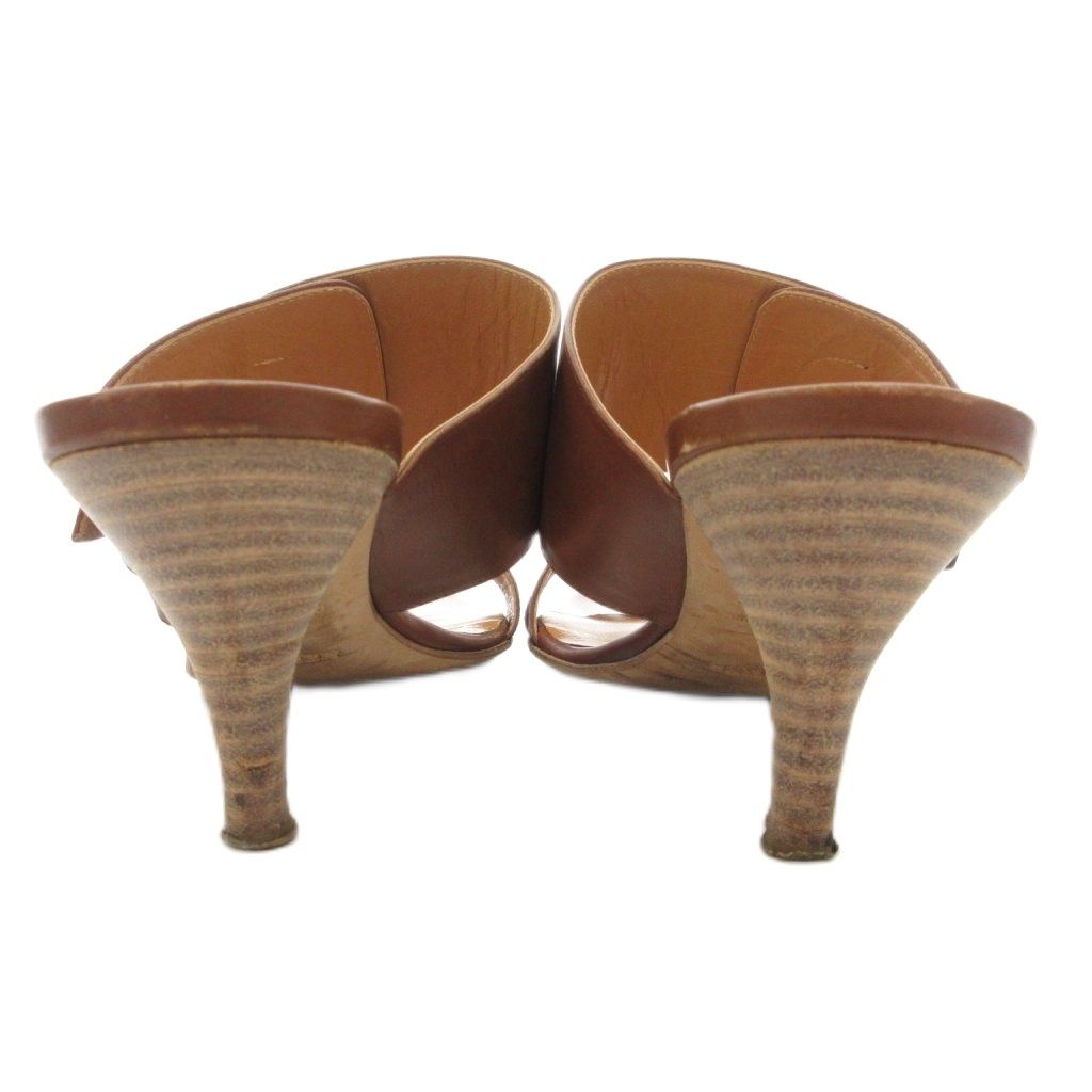 エルメス HERMES レザーワイドベルトストラップサンダル ミュール