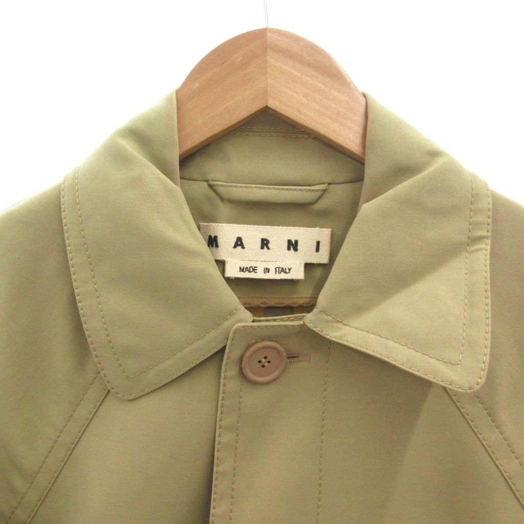 マルニ MARNI ロングステンカラーコート シルク混 44 カーキ /FF