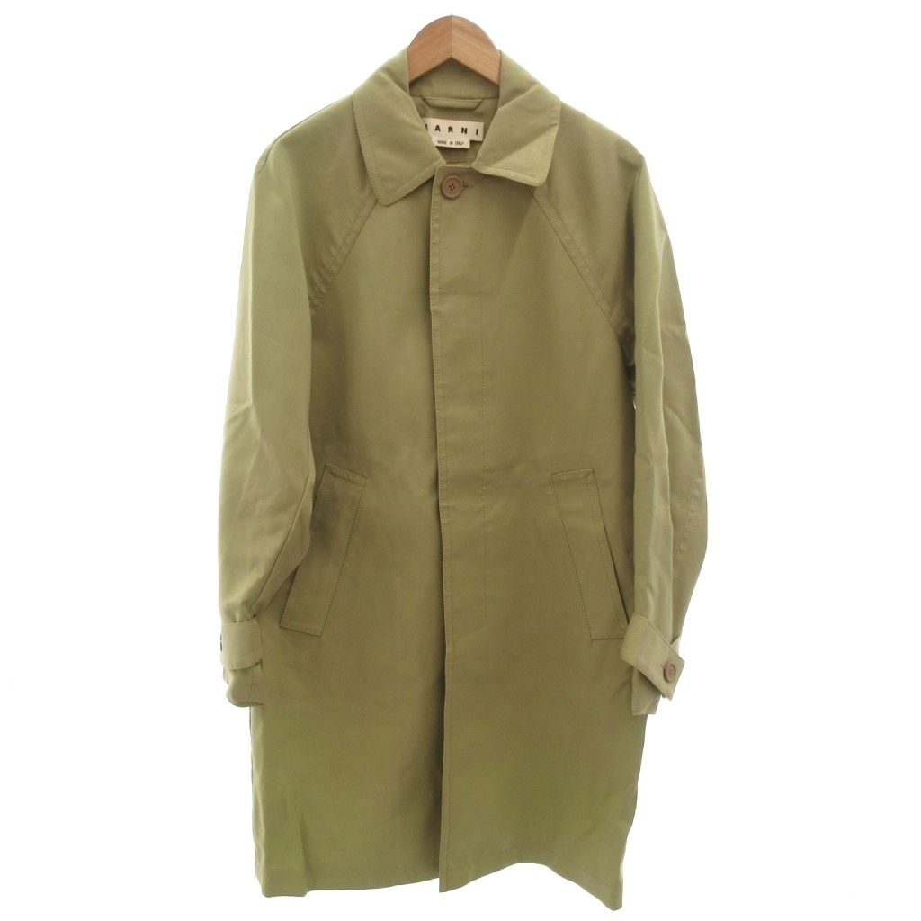 マルニ MARNI ロングステンカラーコート シルク混 44 カーキ /FF