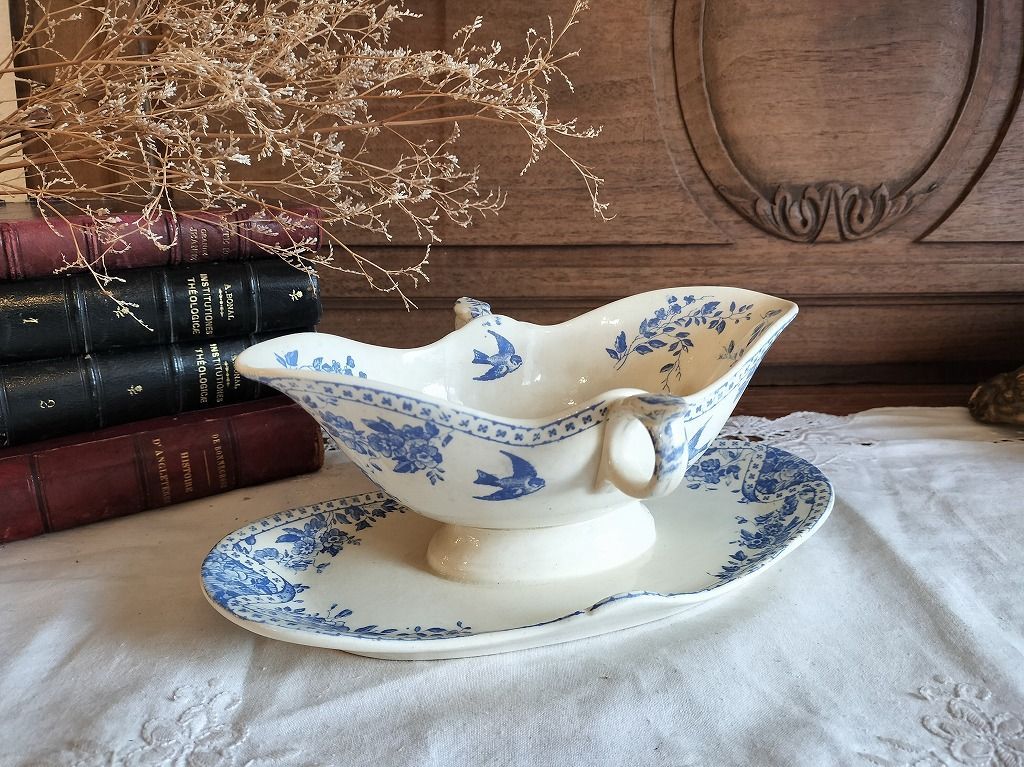 人気　エミールブルジョワ ソーシエール フランスアンティーク食器　ブロカント フランス アンティーク 素敵な エミールブルジョワ ツバメ