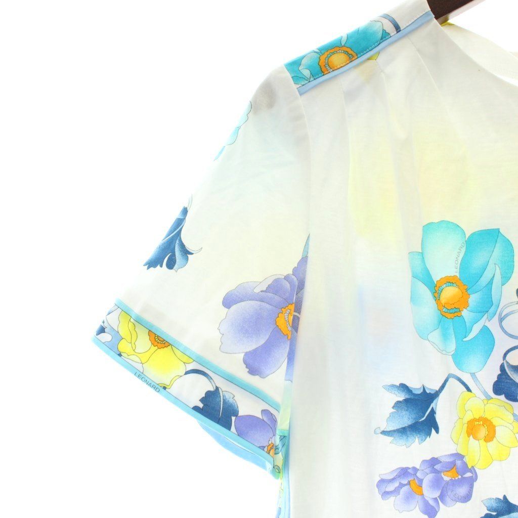 レオナール LEONARD カットソー 半袖 40 白 ホワイト マルチカラー 花