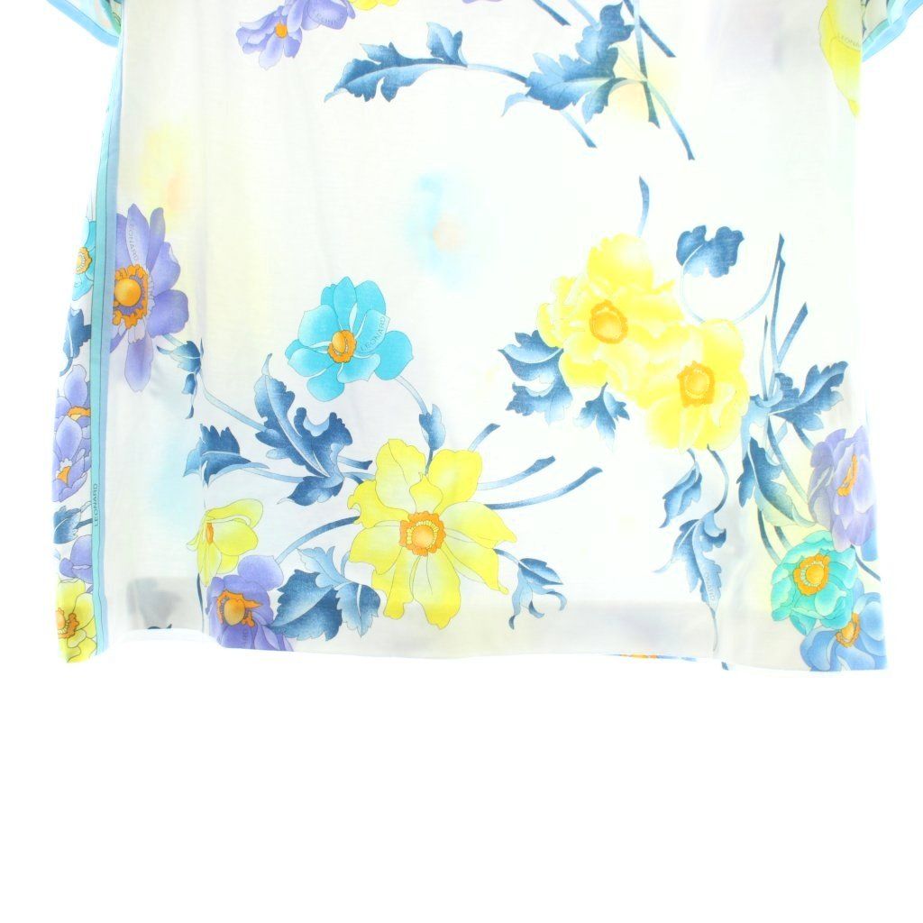 レオナール LEONARD カットソー 半袖 40 白 ホワイト マルチカラー 花