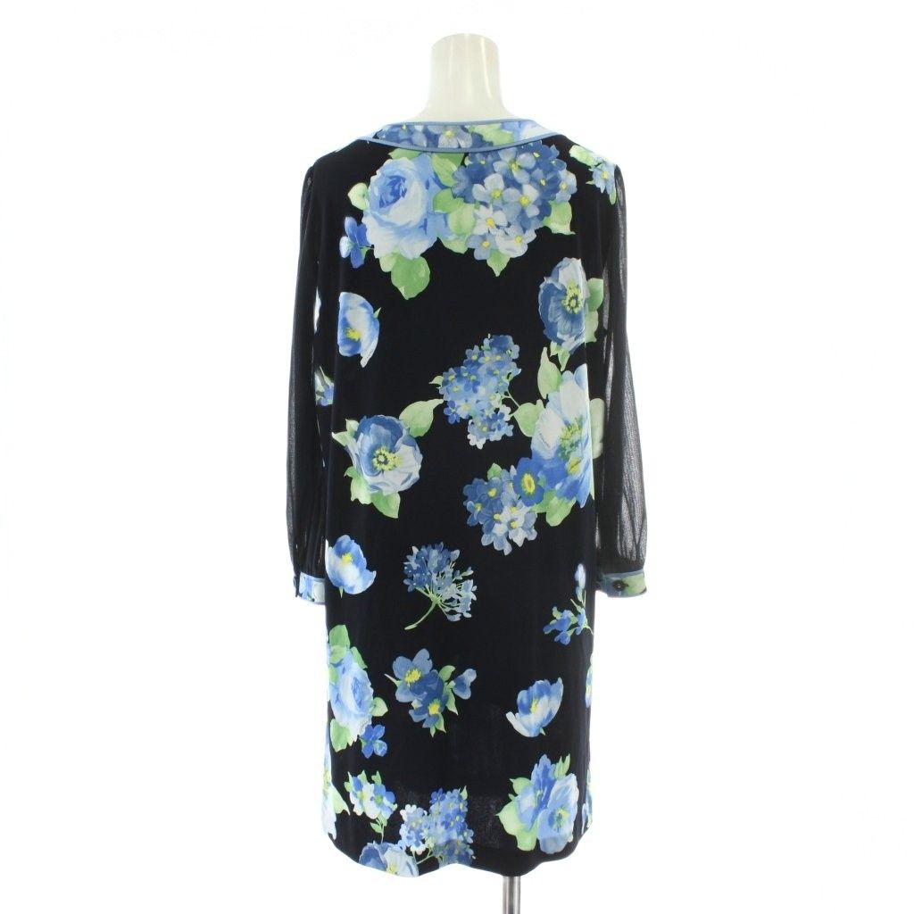 【新品】レオナール　42　チュニック　ブルー　フラワー　カンカン　ブルー 新品】レオナール42チュニックブルーフラワーカンカンブルー