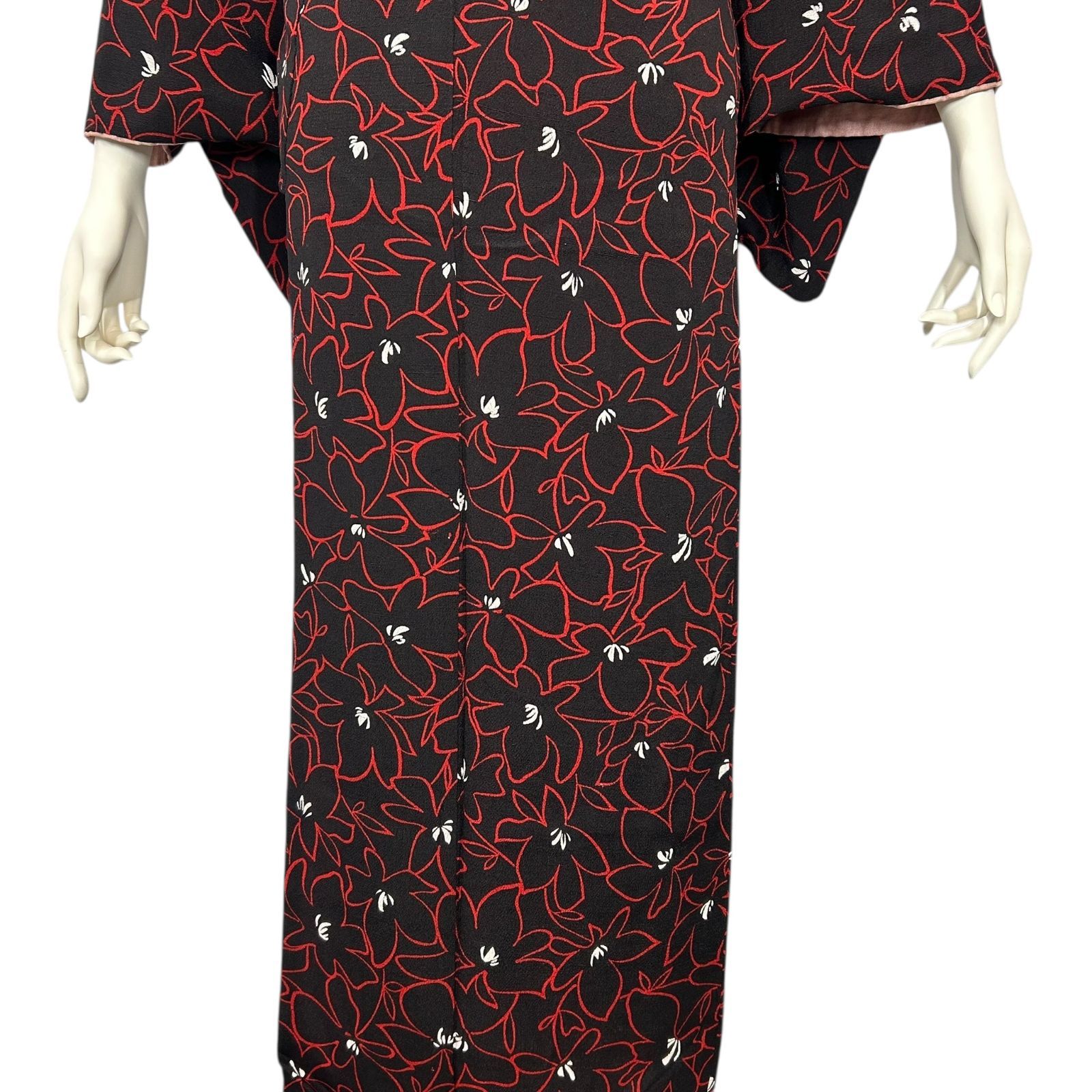 【ミヒャエル様❤️昭和レトロ ヴィンテージ モガファッション 着物 正絹小紋】 リサイクル小紋袷 小紋 染小紋 紺 身丈163cm 裄64cm Mサイズ a1m5m3y4