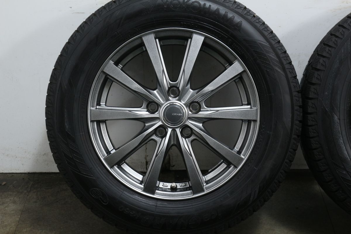 バリ溝 美品】グラス 16in 6.5J +48 PCD114.3 ヨコハマ アイスガード