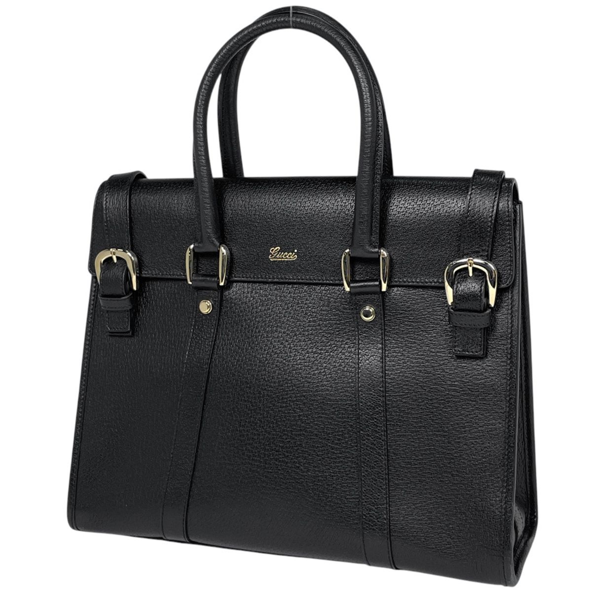 グッチ GUCCI ロゴ ハンドバッグ レザー ブラック 131327 レディース