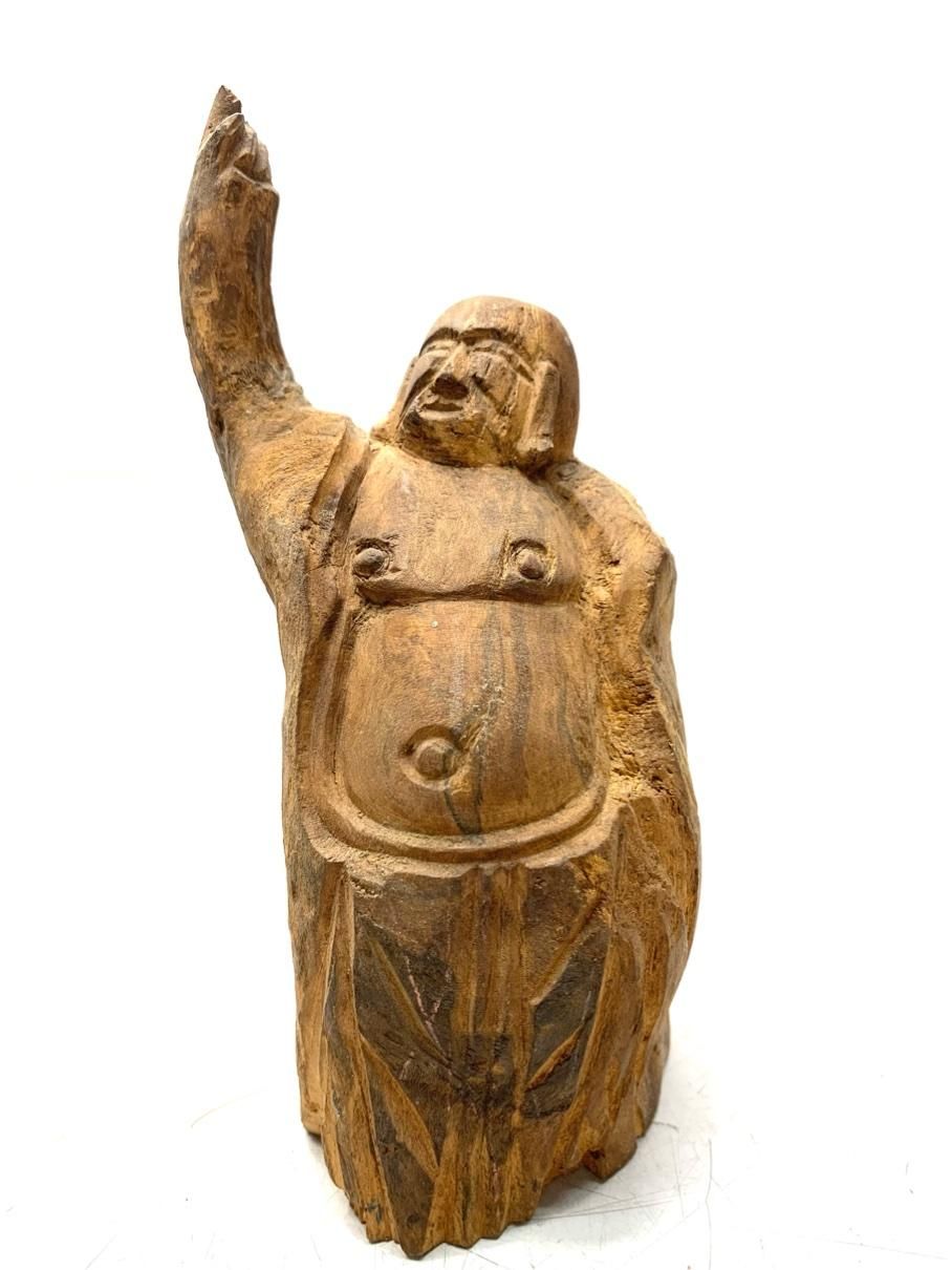 骨董 布袋様 木彫人形 天然木 縁起物 七福神 レトロ ヴィンテージ雑貨