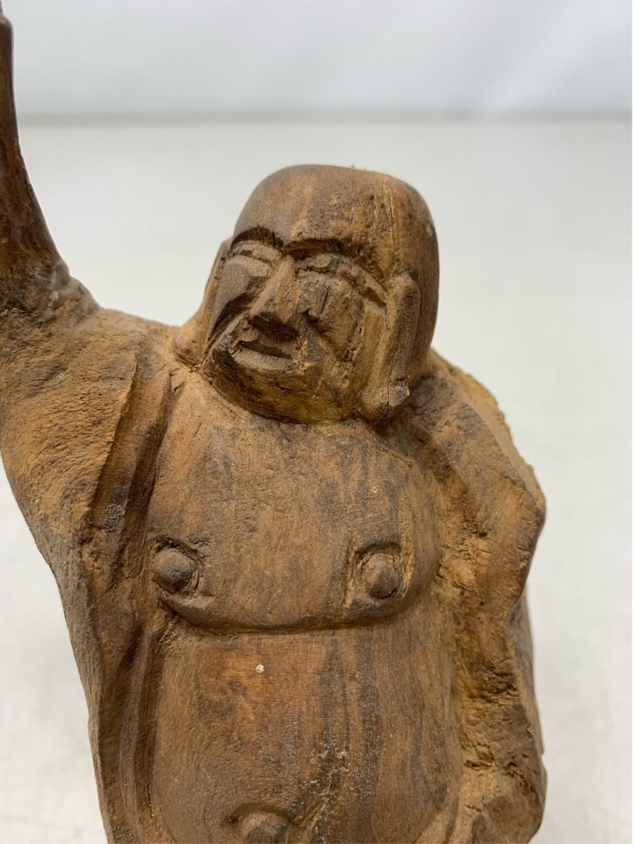骨董 布袋様 木彫人形 天然木 縁起物 七福神 レトロ ヴィンテージ雑貨