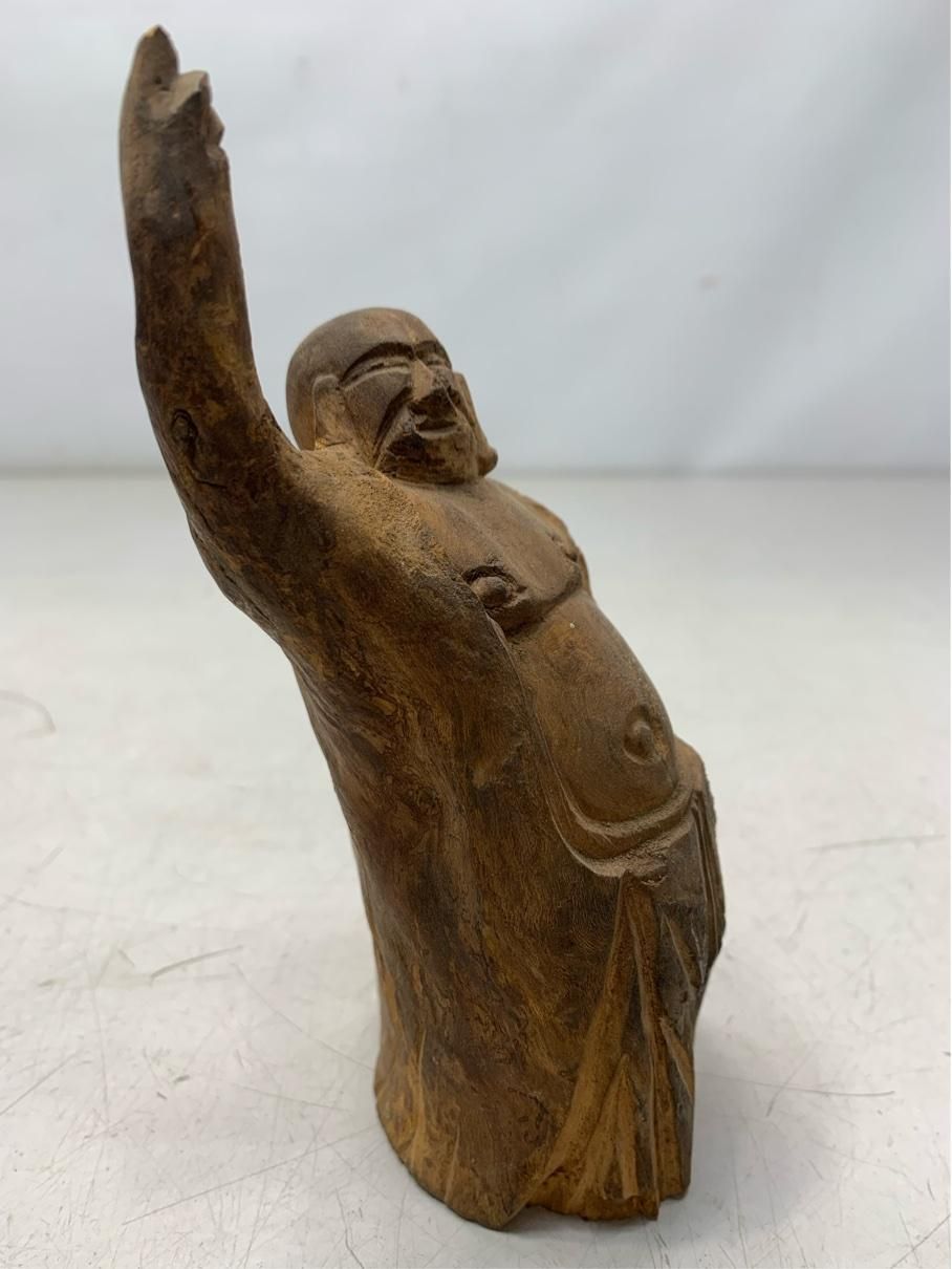 骨董 布袋様 木彫人形 天然木 縁起物 七福神 レトロ ヴィンテージ雑貨