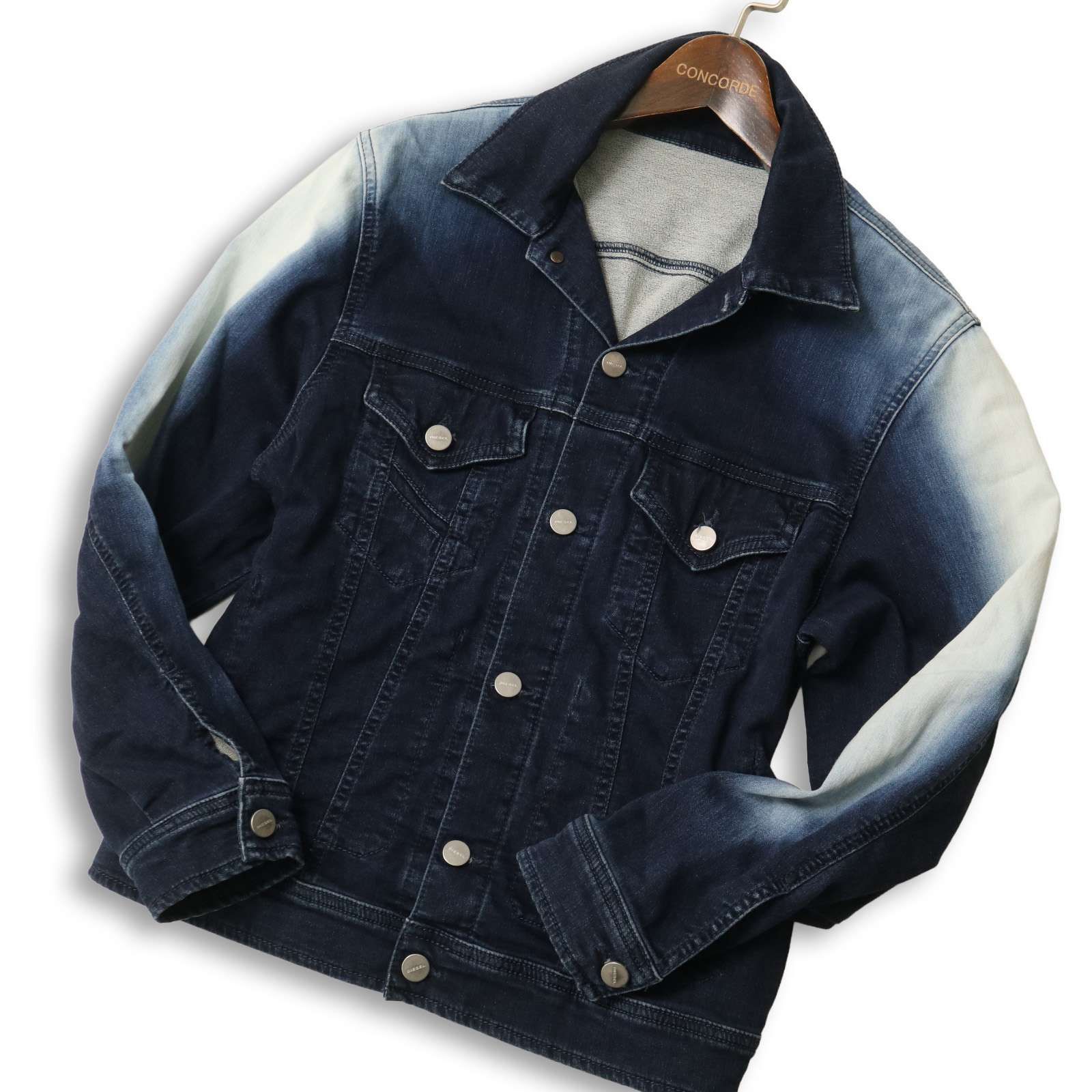 DIESEL ディーゼル ROBIN-NE 0867D ブリーチ加工 スウェット デニム ジャケット Gジャン ジョグ ジーンズ Sz.XS メンズ