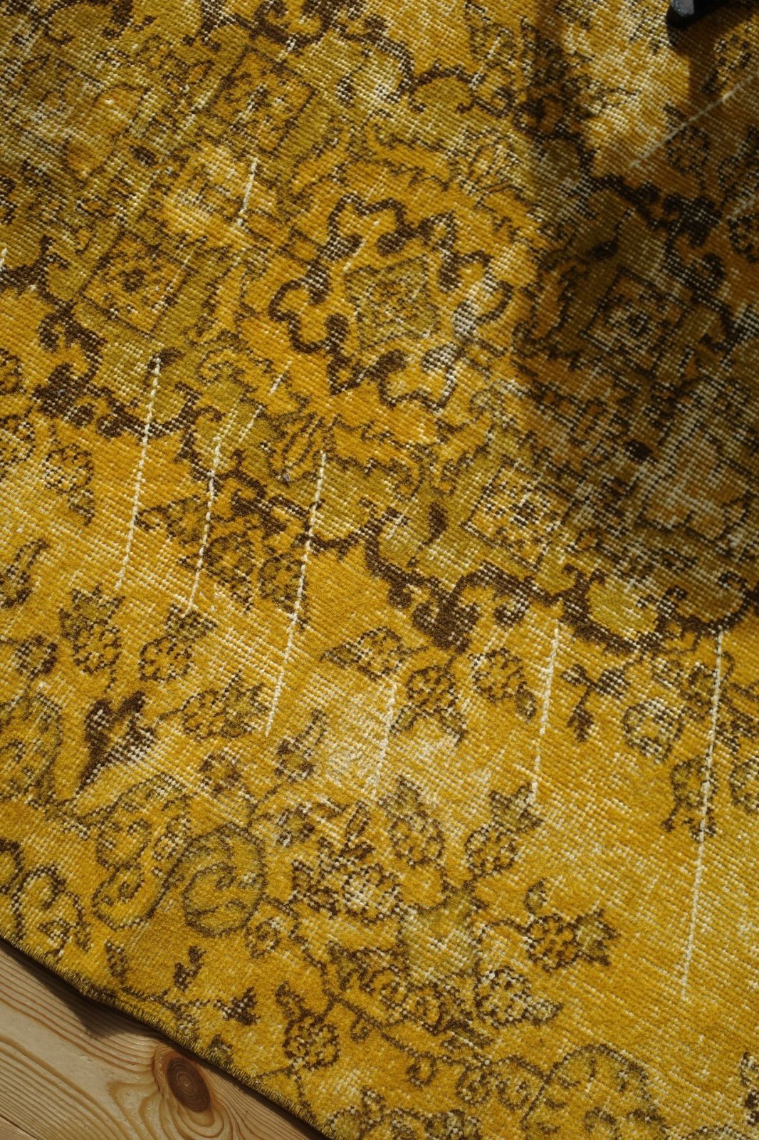 ヴィンテージ　アンティーク　トルコラグ トルコヴィンテージラグ 207×104 グレー ブラック チョコ オーバーダイ