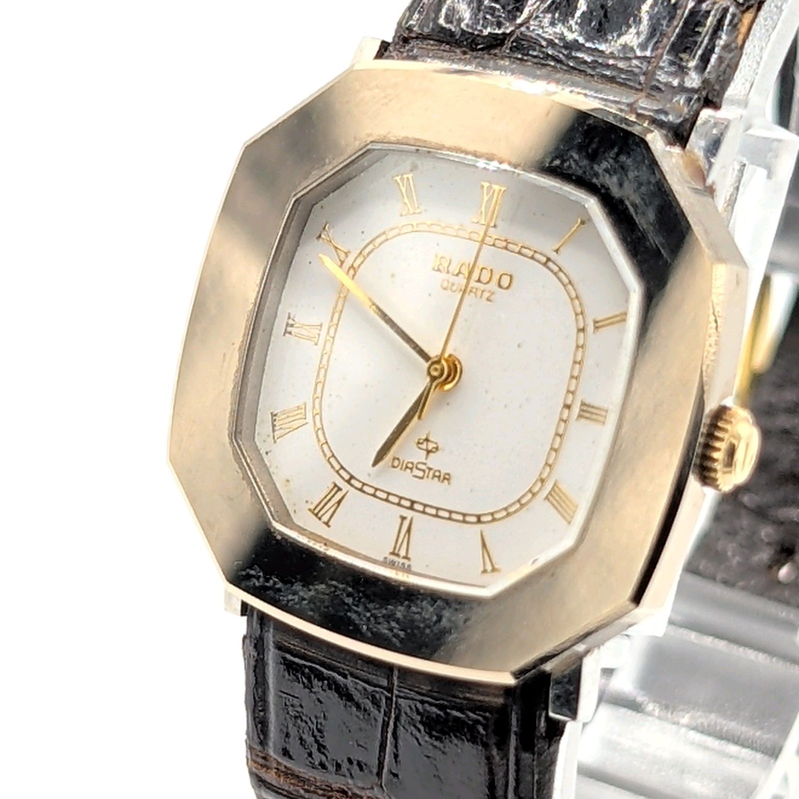RADO Diastar Watch Quarts Ladies Square Silver Gold White dial Y2K