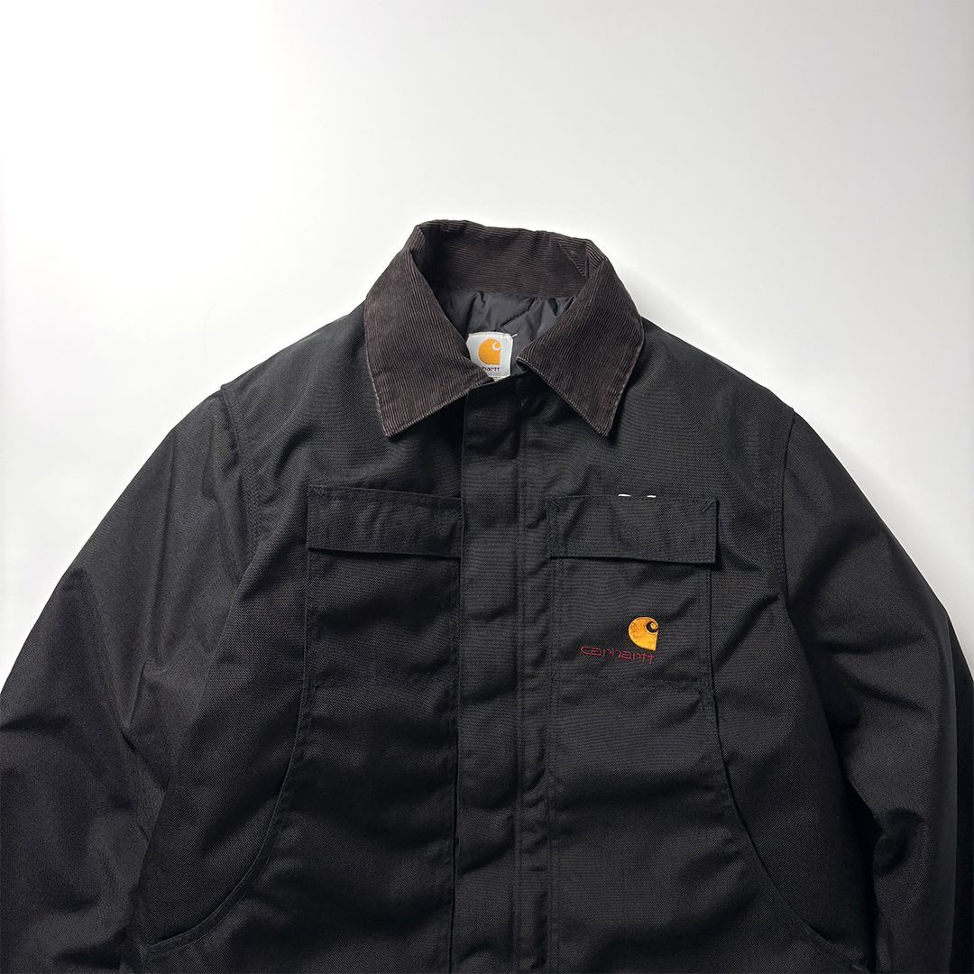 権*門様 Carhartt ブラックジャケット コーデュロイ襟　カーハート　エク 90年代 Carhartt カーハート ダック地 トラディショナルジャケット